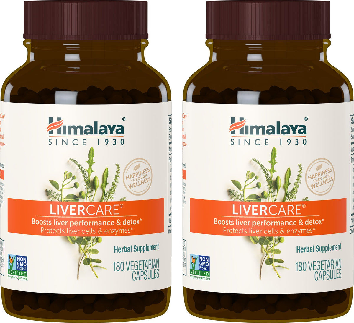 Himalaya LiverCare: botella de cápsulas para apoyo diario al hígado.