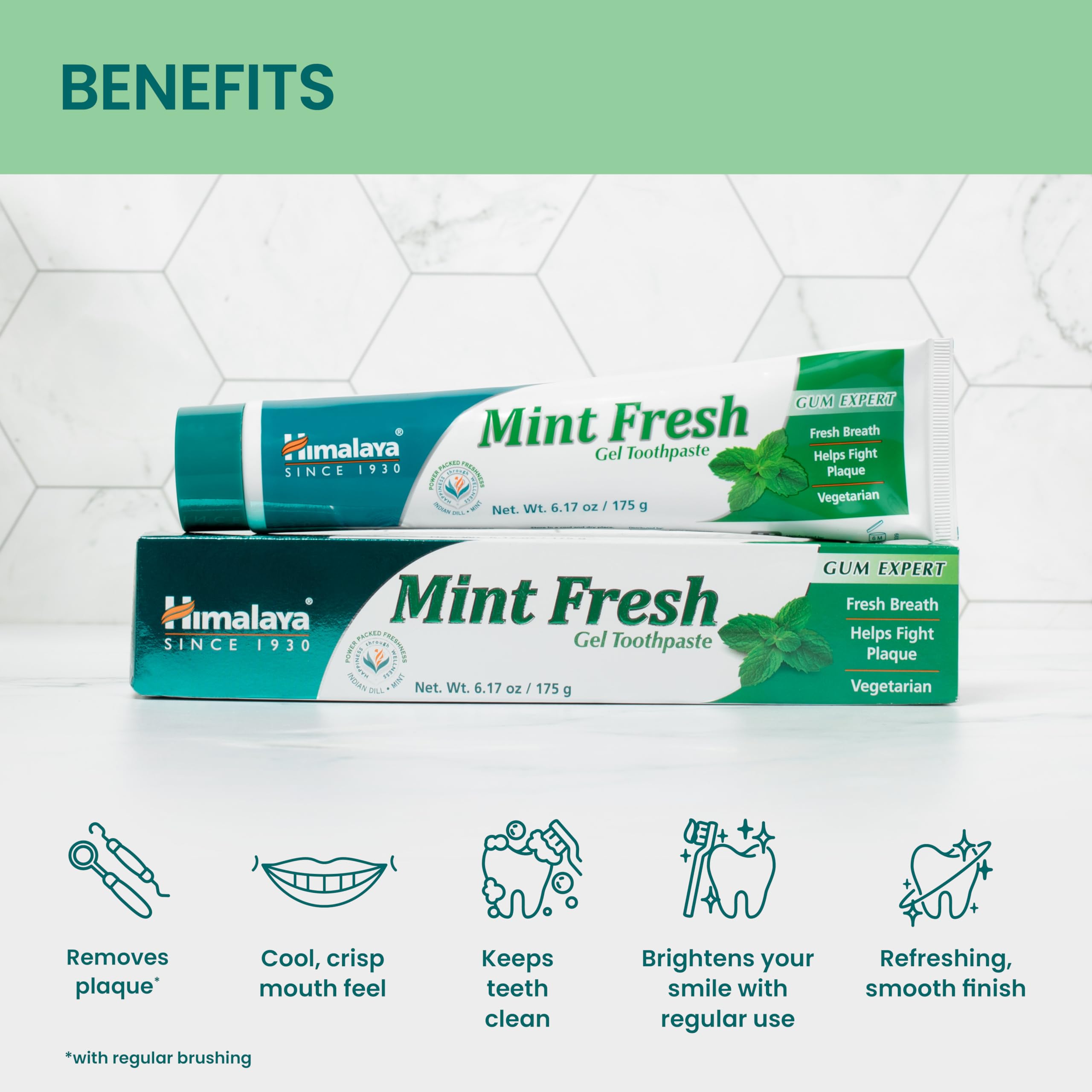 Textura gel suave para cepillado diario con Himalaya Mint Fresh Gel