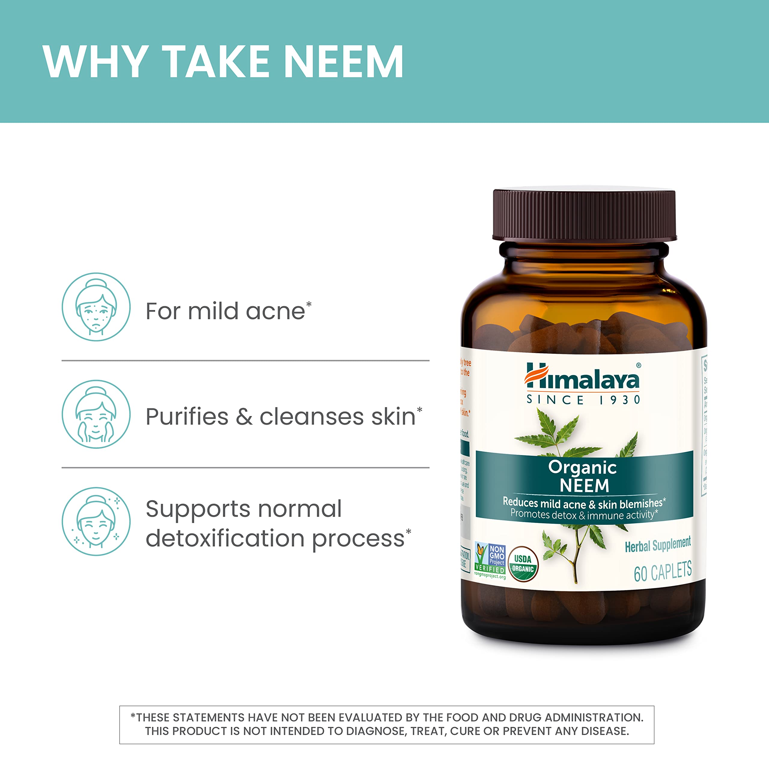 Neem Himalaya: caja de 60 cápsulas para desintoxicación suave