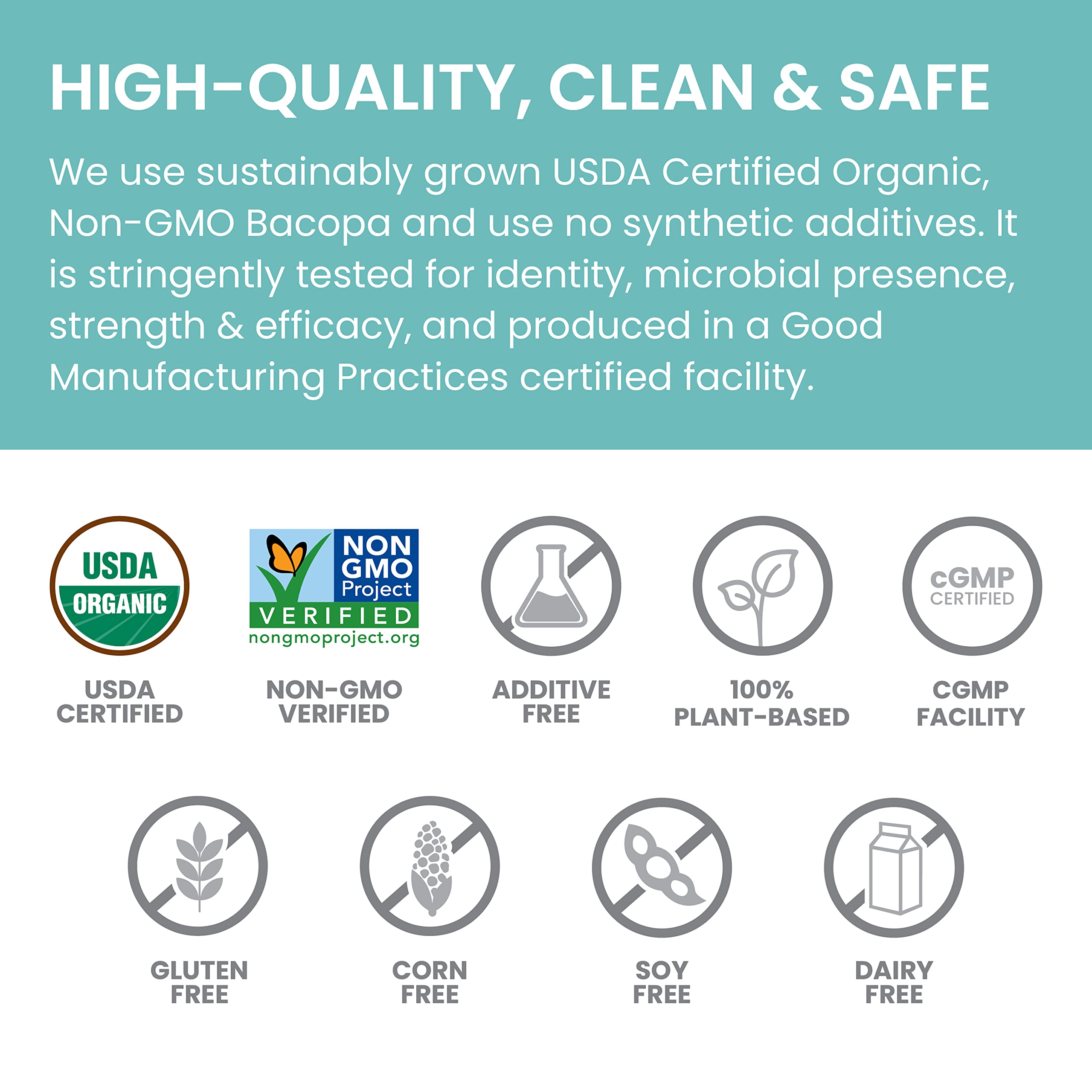 Certificaciones orgánicas y veganas de Himalaya Bacopa Monnieri