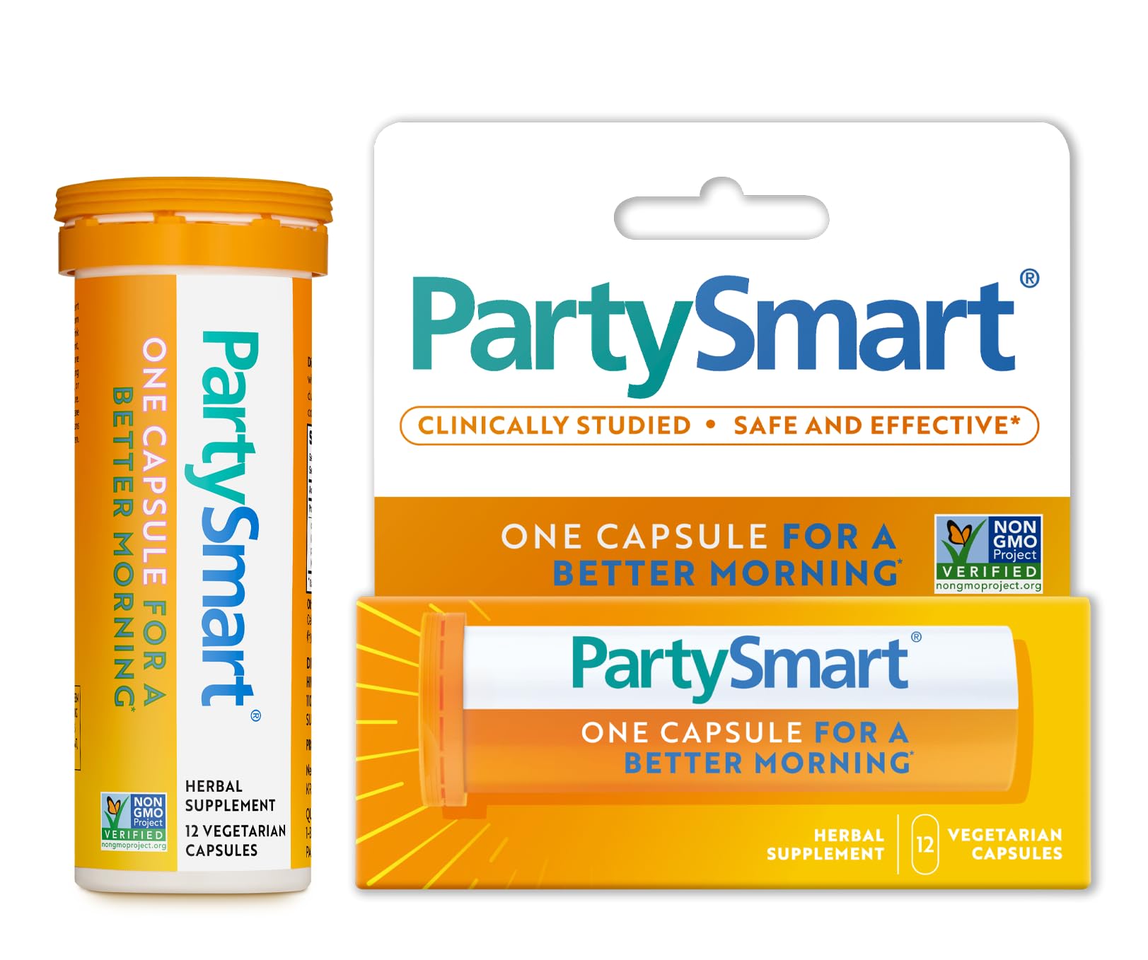 Himalaya PartySmart, empaque frontal, diseño compacto para llevar durante la noche.