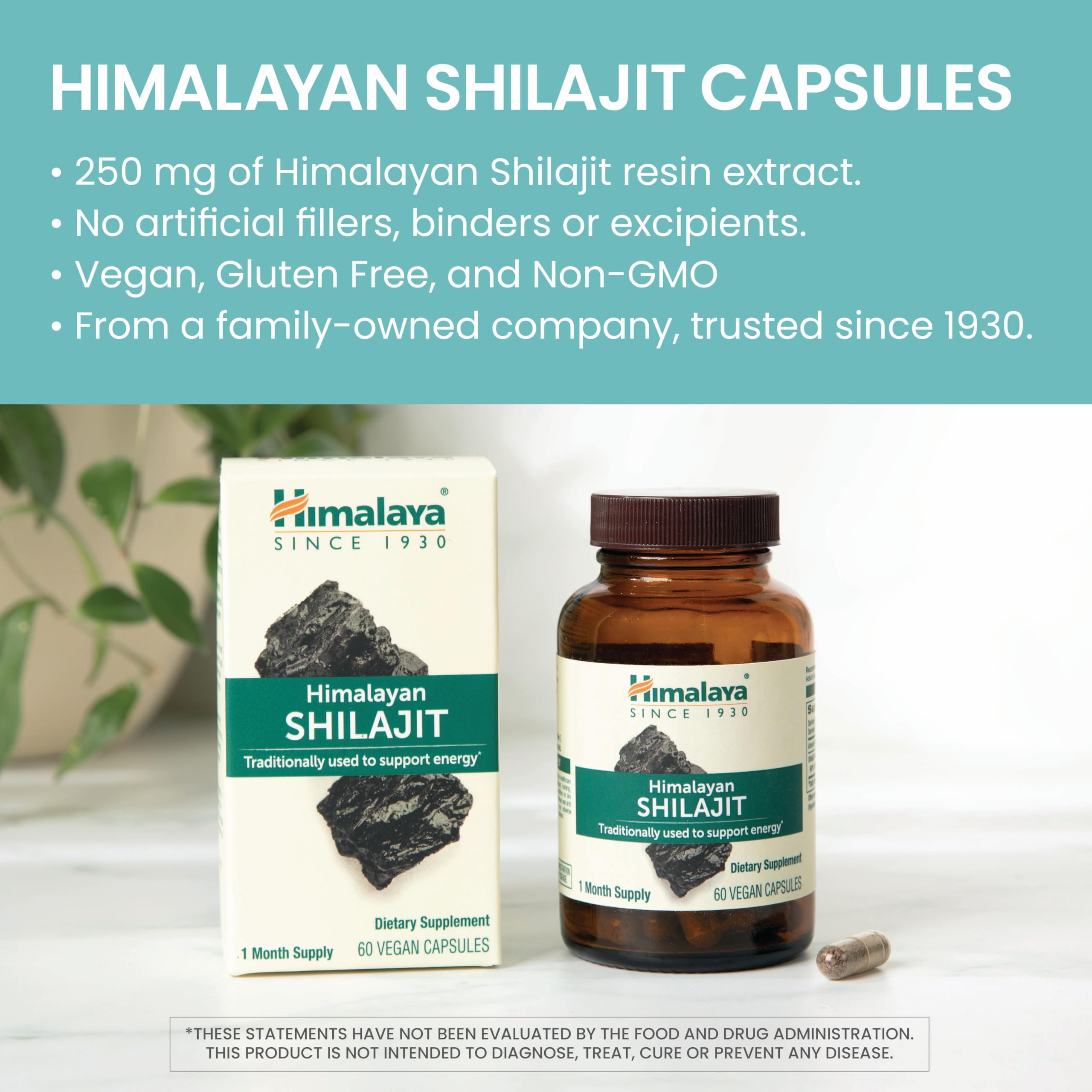 Bote de Himalaya Shilajit con etiqueta para uso diario.