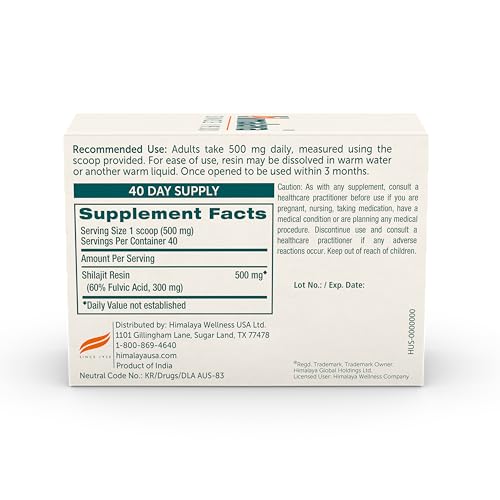 Dosificador de 500 mg para dosis precisa de Himalaya Shilajit Resin.