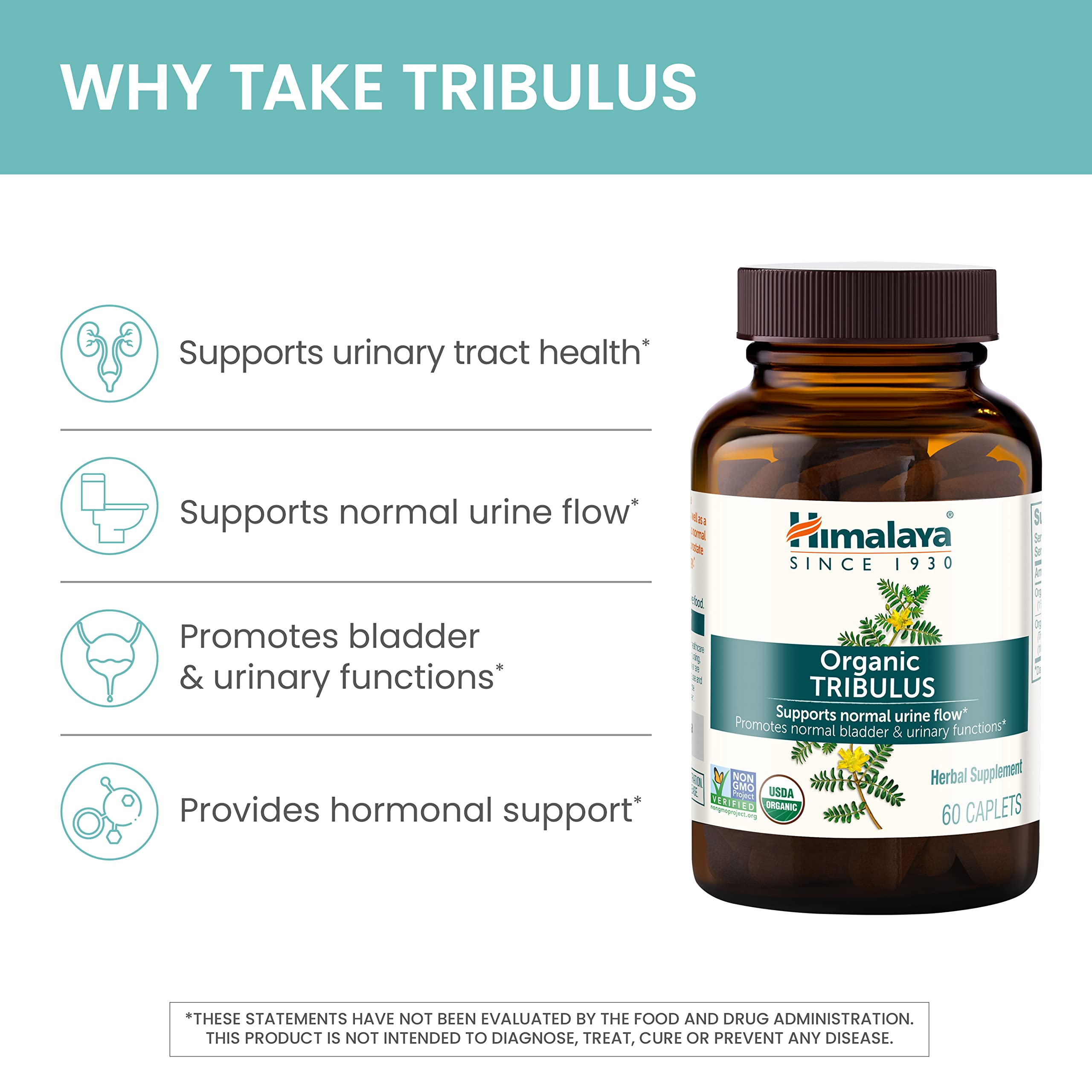 Himalaya Tribulus Orgánico cápsulas de 688 mg para consumo diario.