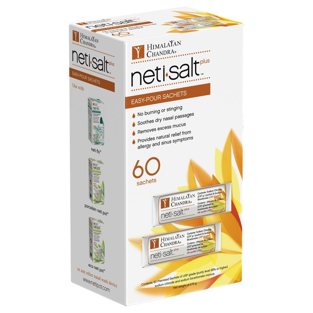 Himalayan Chandra Neti Salt Plus: sobres para limpiar mucosidad y alérgenos nasales.
