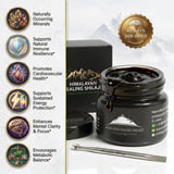 Shilajit Himalayo Oro porción de 500 mg para energía sostenida.