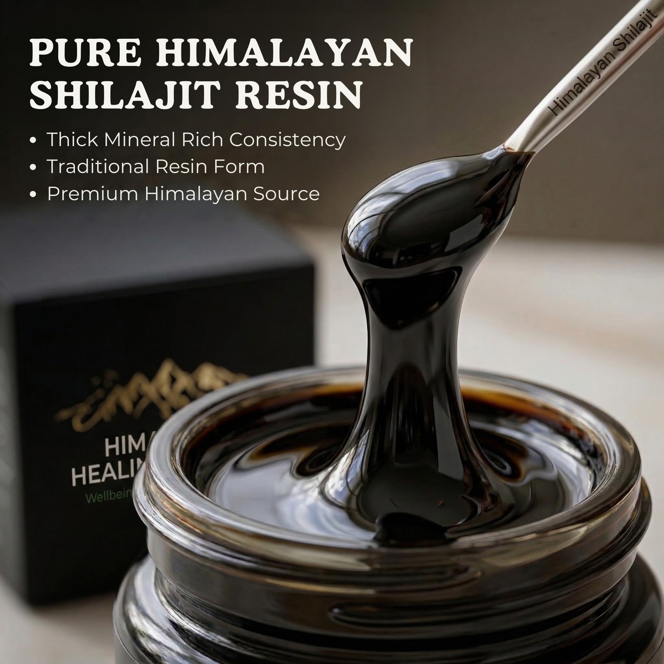Envase de 30 g de Shilajit Himalayo Oro para uso diario.
