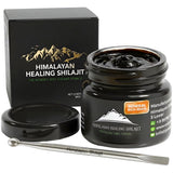 Himalayan Shilajit Oro frasco y etiqueta clara, demostrando pureza y potencia.