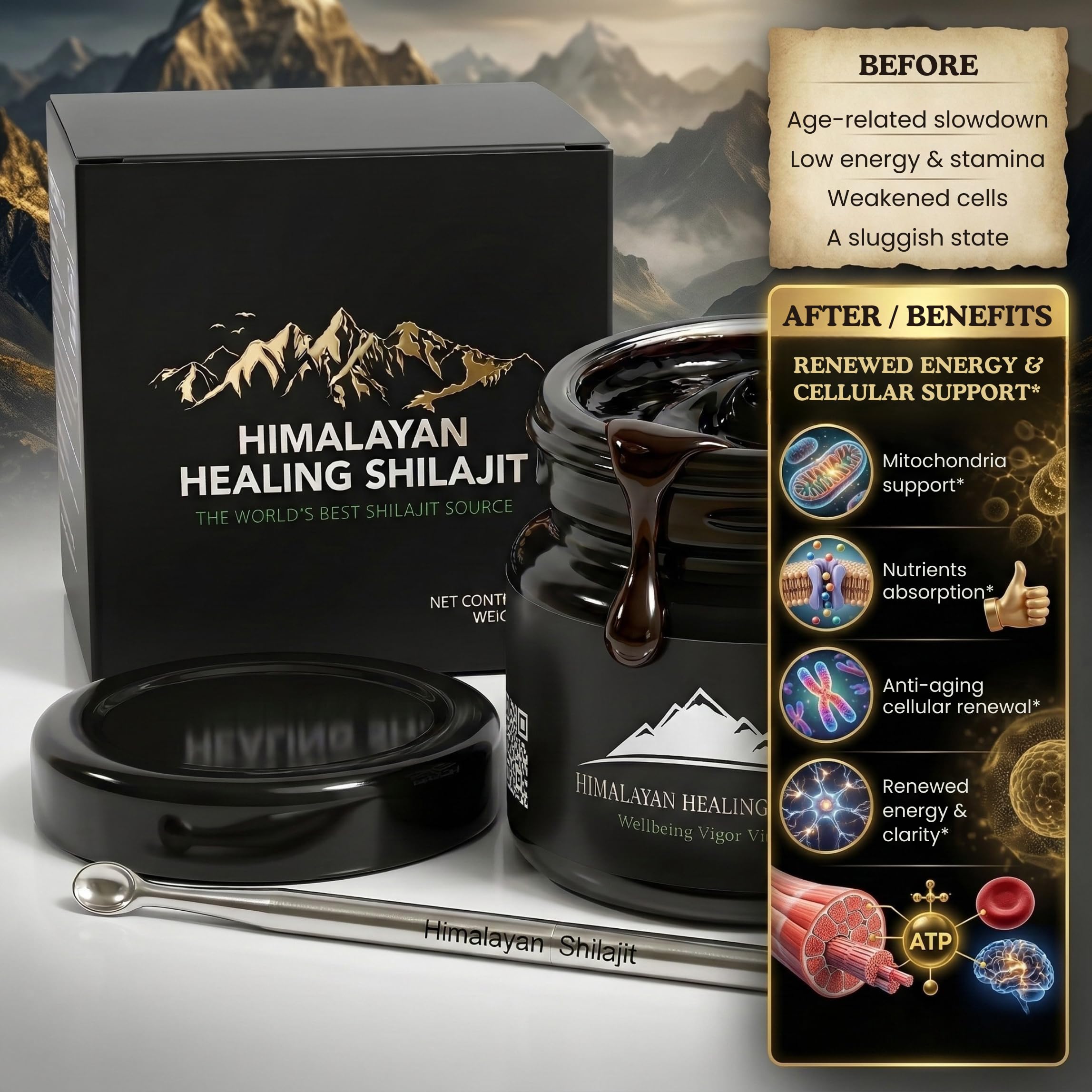 Shilajit Himalayo Oro en rutina matutina para enfoque y claridad.