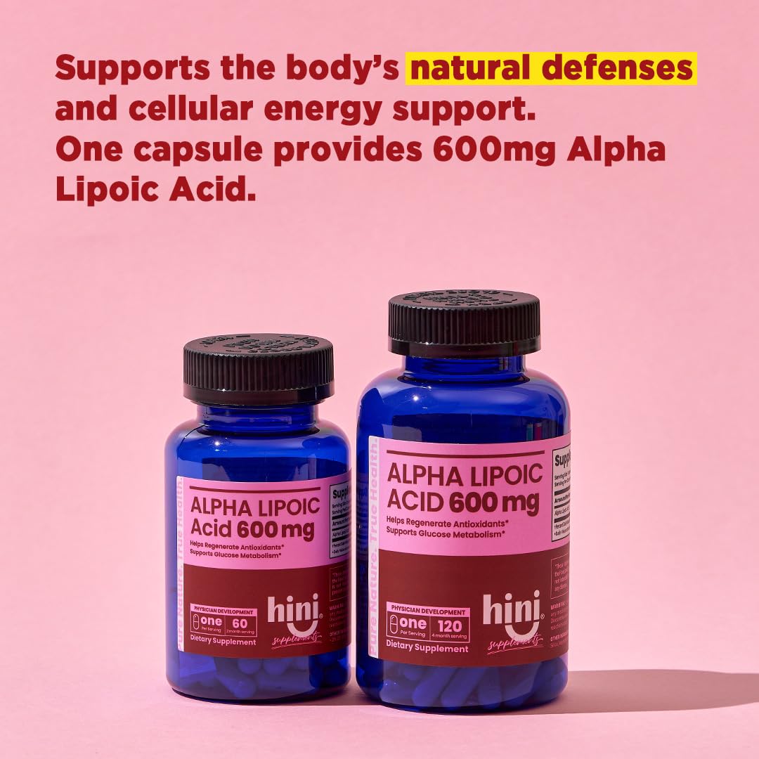Cajas de HINI ácido alfa-lipoico 600 mg en estante, fácil de ubicar
