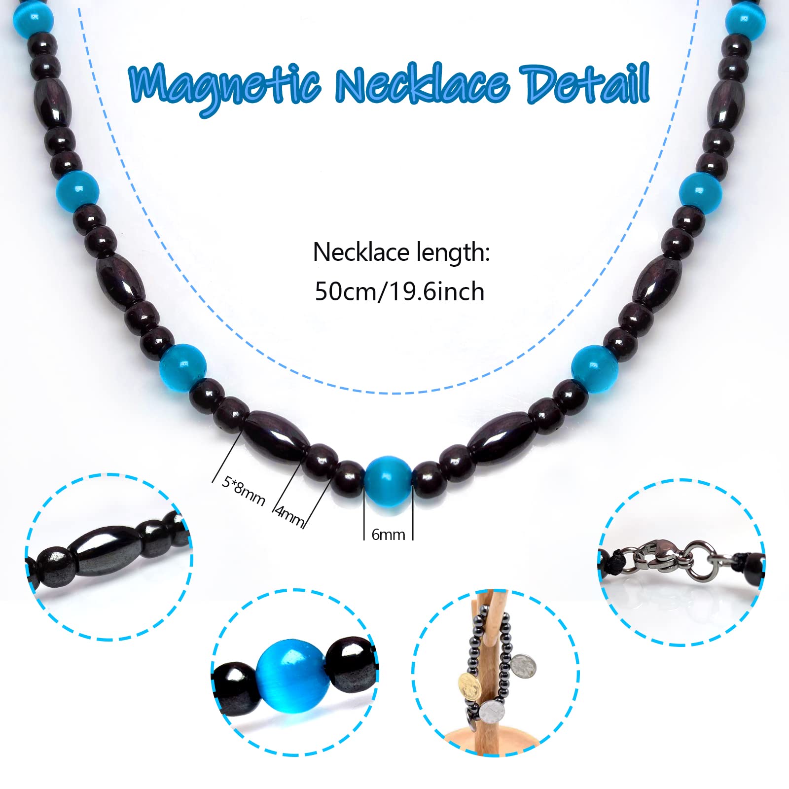 Collar Hion hematite-obsidiana negra: diseño elegante para uso diario y enfoque calmante