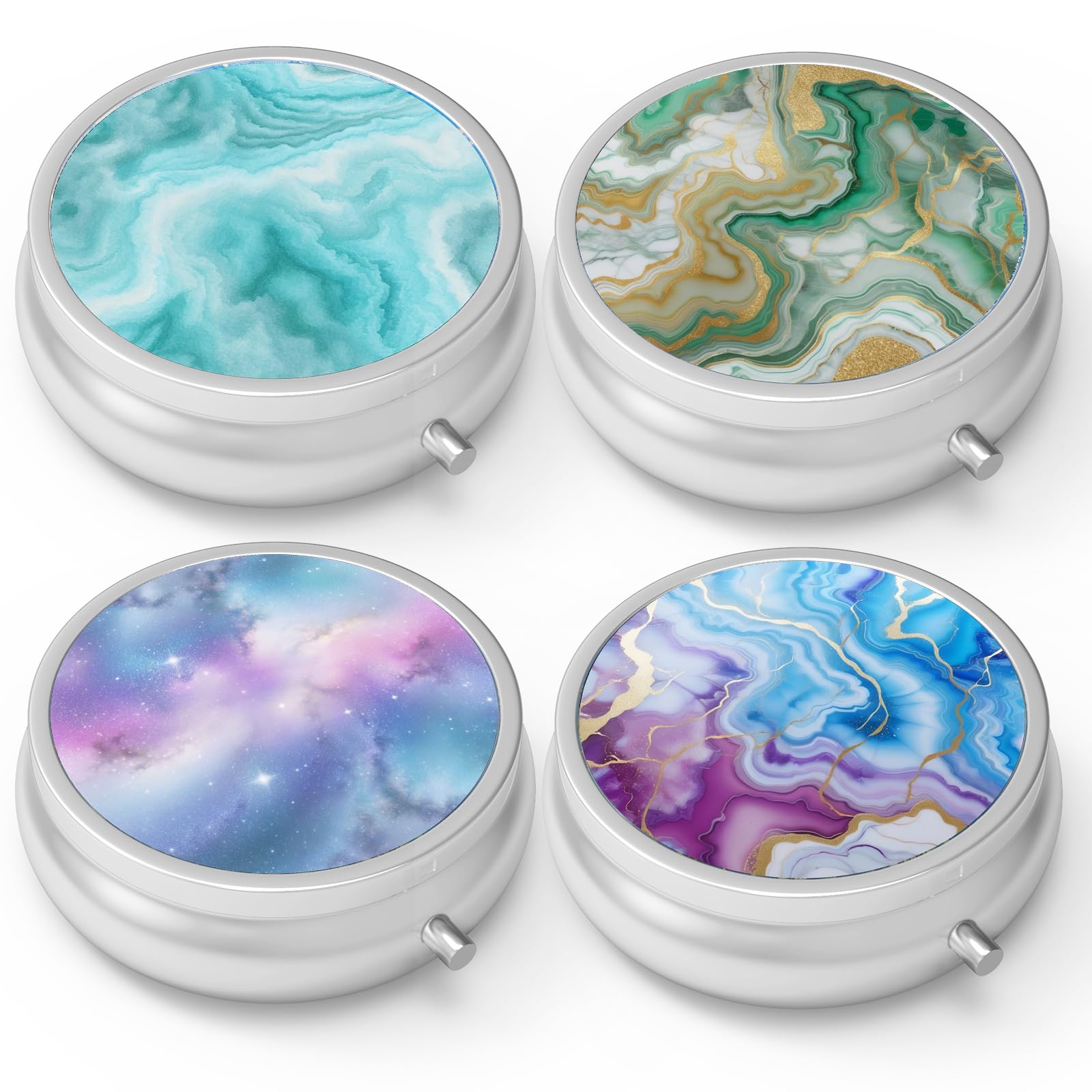 Estuche Hion para pastillas con 3 compartimentos, tamaño compacto para bolso.