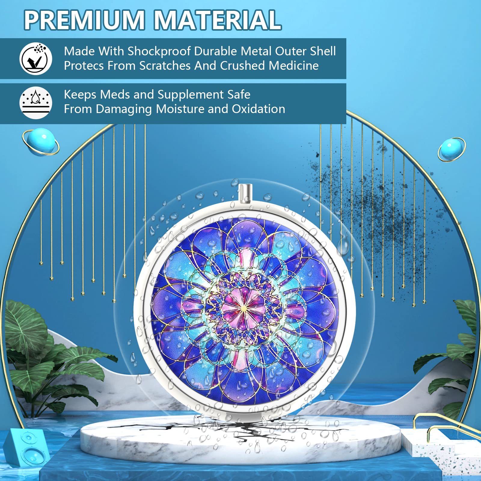 Diseño mandala azul marino de Hion, práctico para bolsos