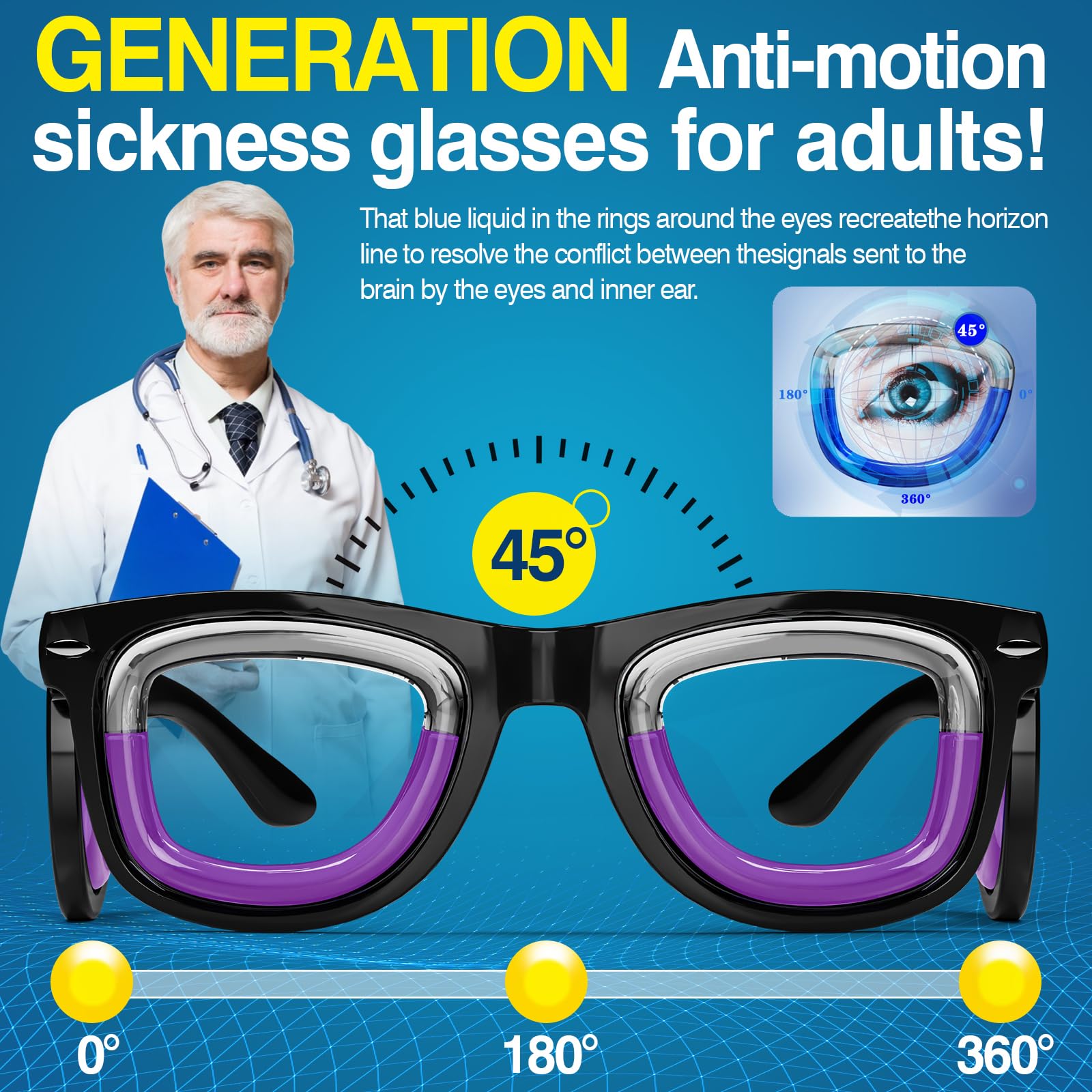 Gafas Hion anti mareo para barco, visión amplia.