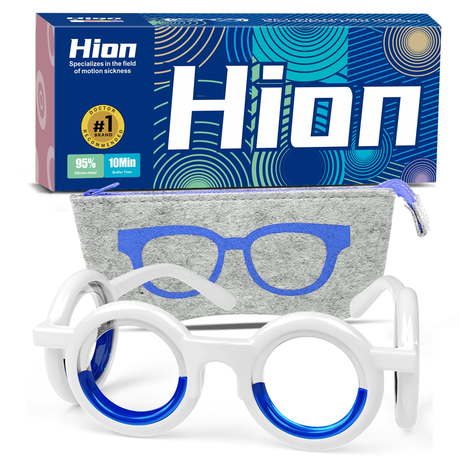 Gafas Hion para mareo con material TPE ultraligero, confortables para viajes.