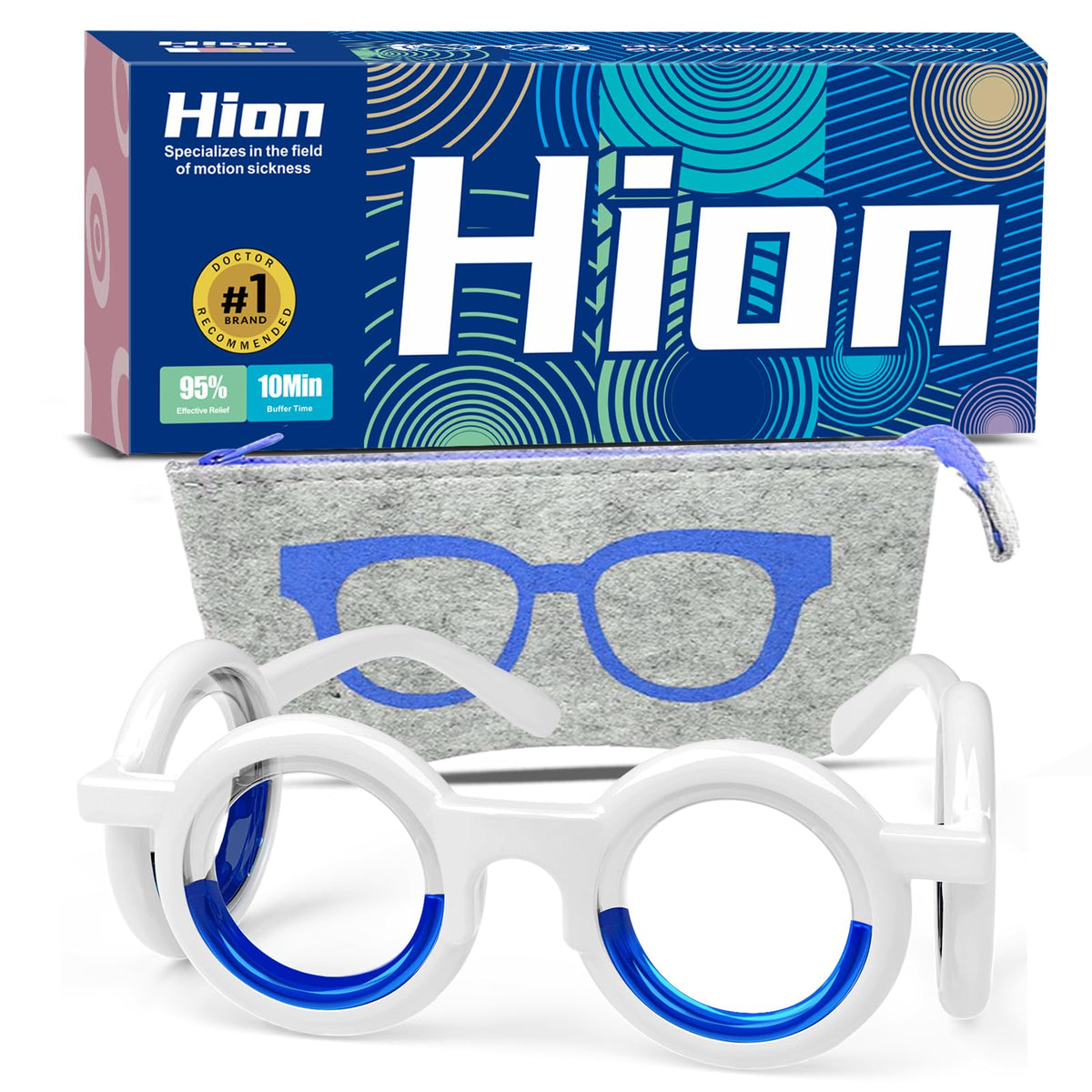 Gafas Hion para mareo con material TPE ultraligero, confortables para viajes.