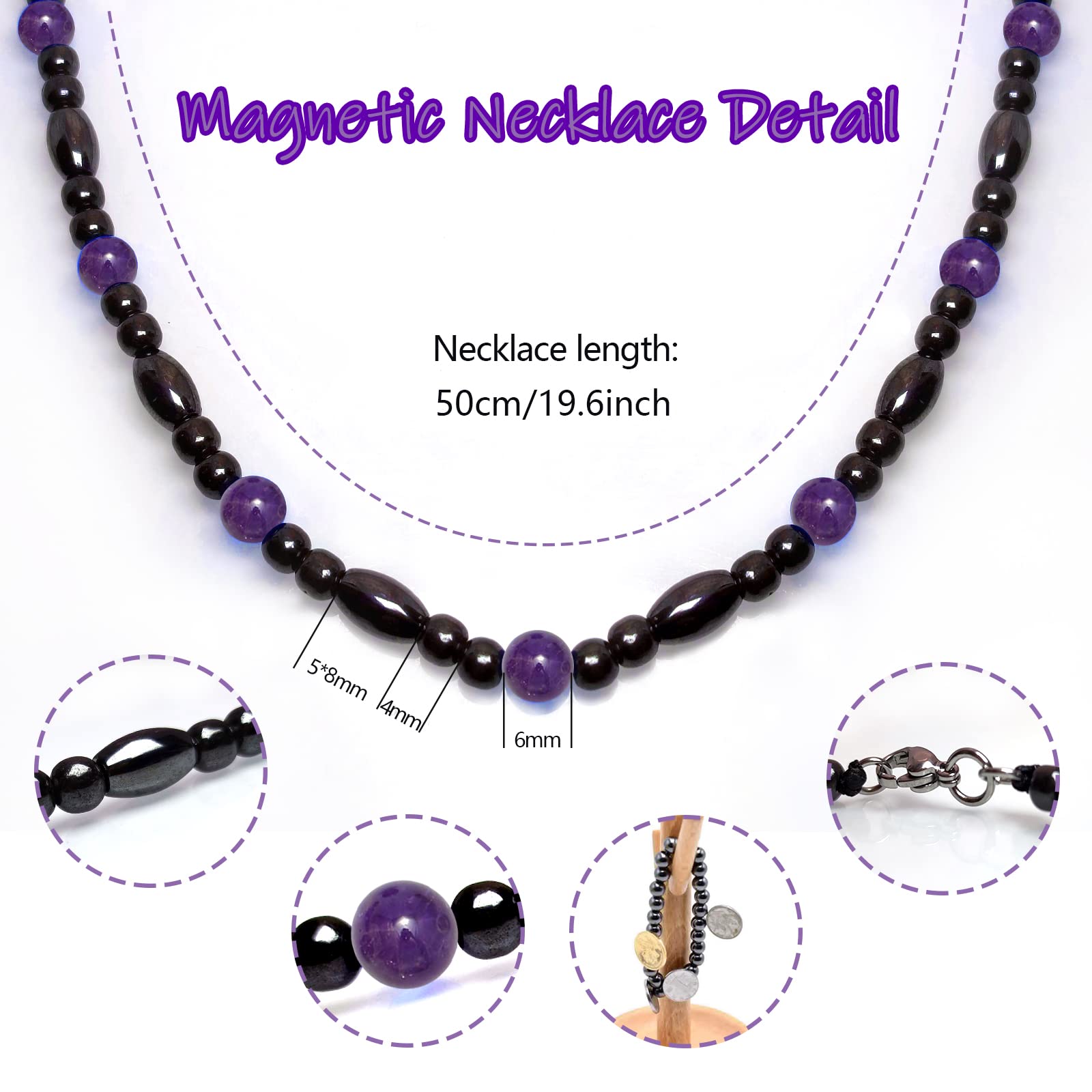 Hion collar magnético con hematita para protección y equilibrio.
