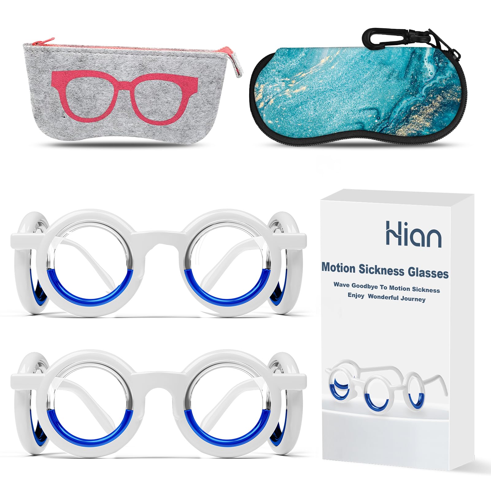 Gafas Hion en vista frontal para mareo, alivio visual sin medicamentos