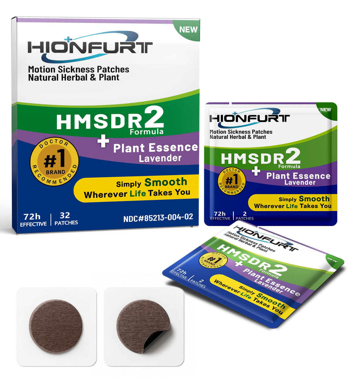 Parche HMSDR2 de Hionfurt para mareo con lavanda, alivio suave durante el viaje.