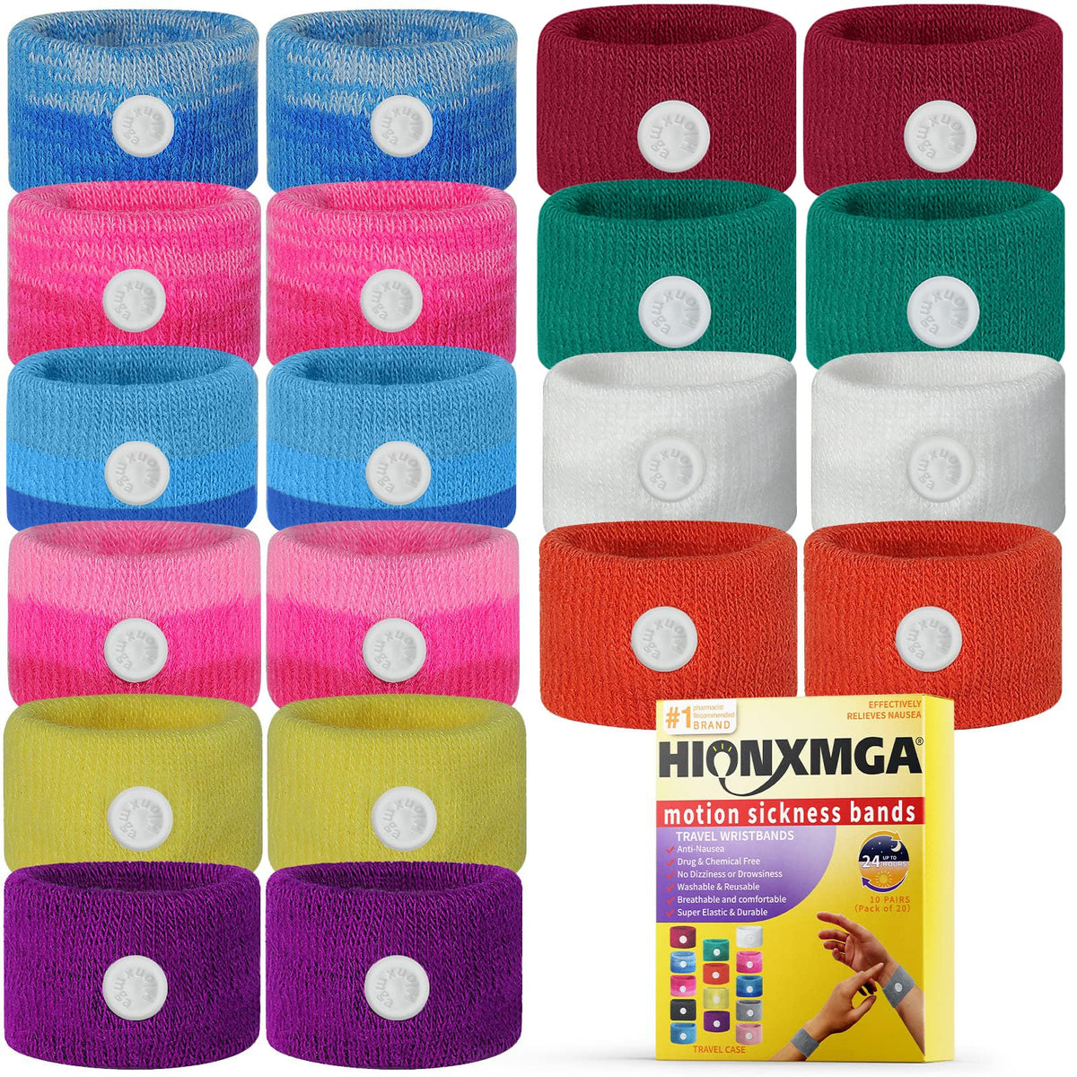 Pulseras de acupresión HIONXMGA para mareo en viajes