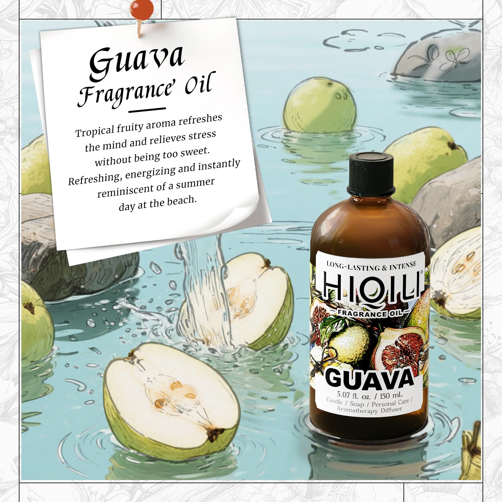 HIQILI aceite fragancia guayaba en difusor, ideal para oficina