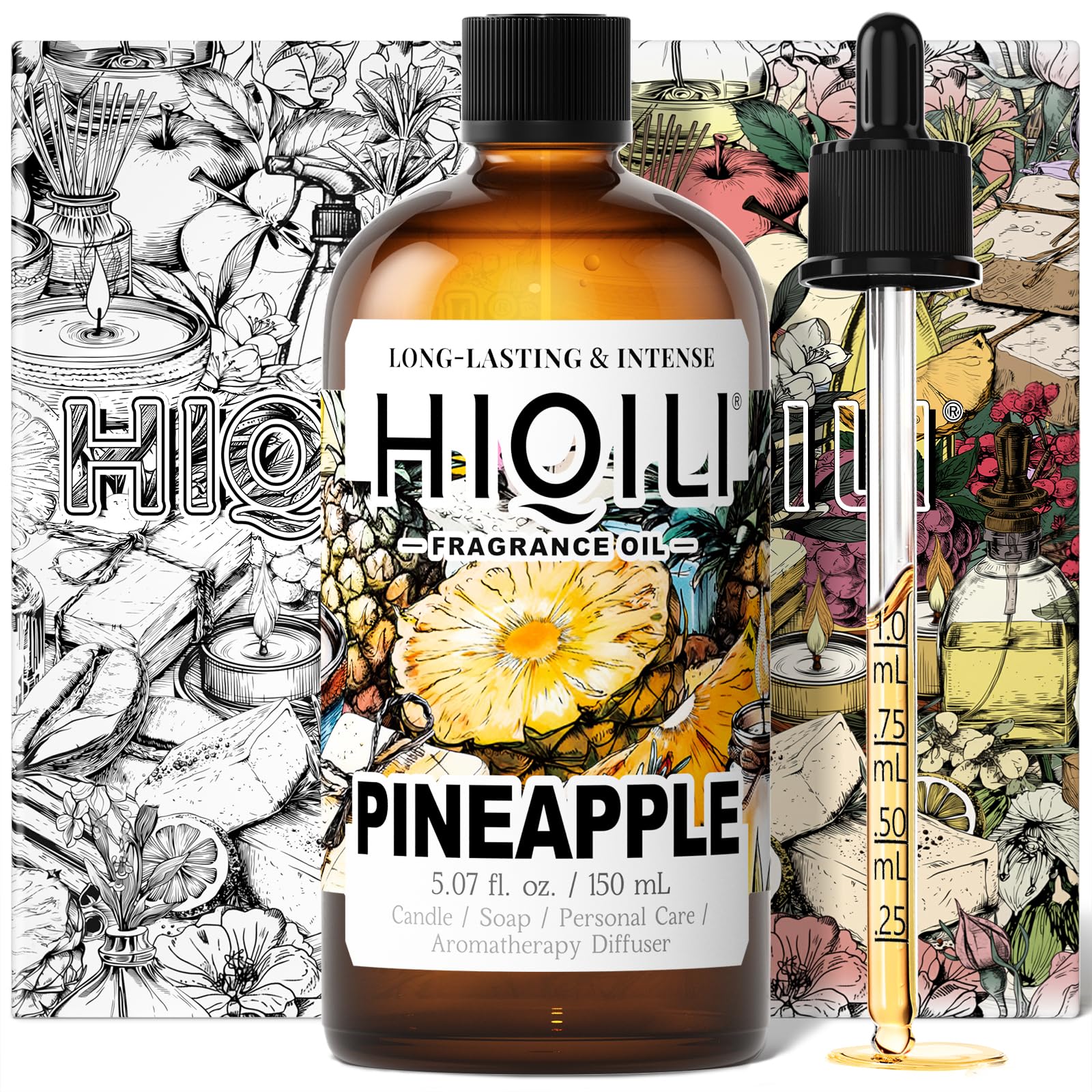 HIQILI botella de aceite aroma piña para difusor, aroma fresco y duradero.