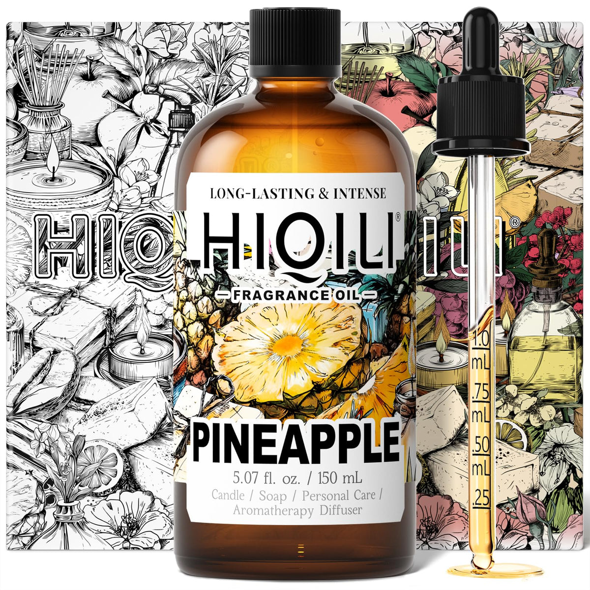 HIQILI botella de aceite aroma piña para difusor, aroma fresco y duradero.