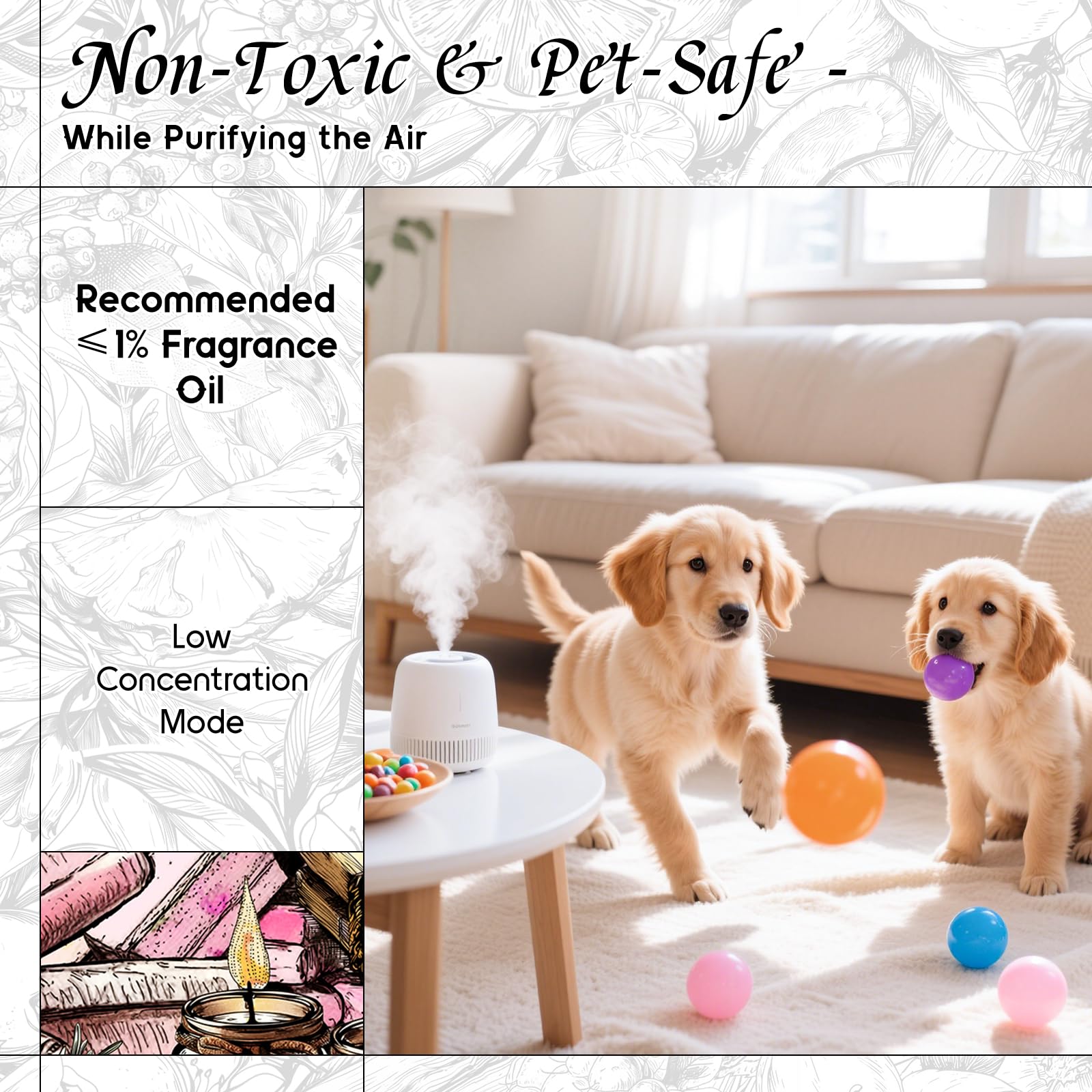 HIQILI Aceite aromático chicle para uso en casa, oficina o coche