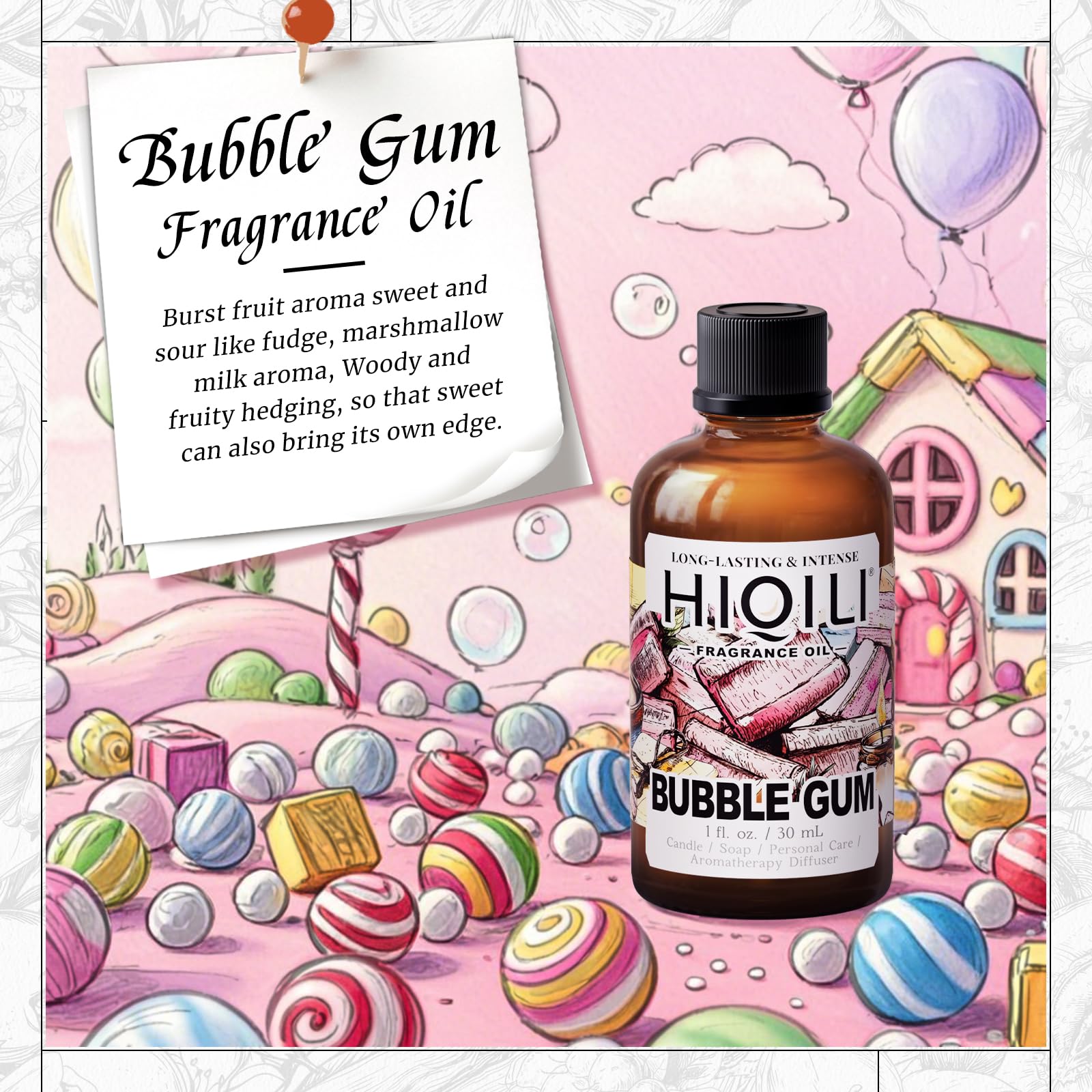 HIQILI Aceite aromático chicle dispersado en difusor para crear ambiente agradable