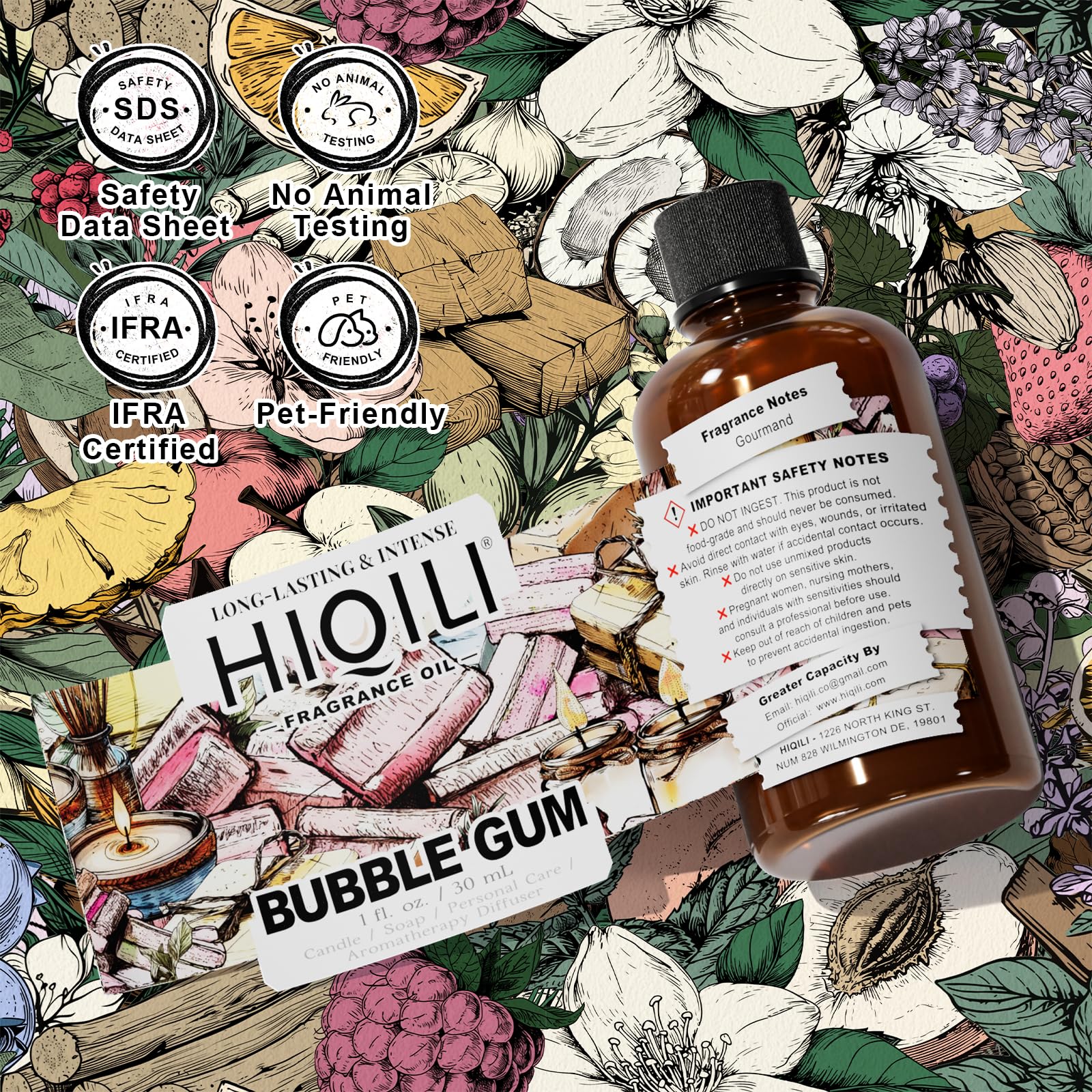 HIQILI Aceite aromático chicle sencillo de usar con cuentagotas y guía