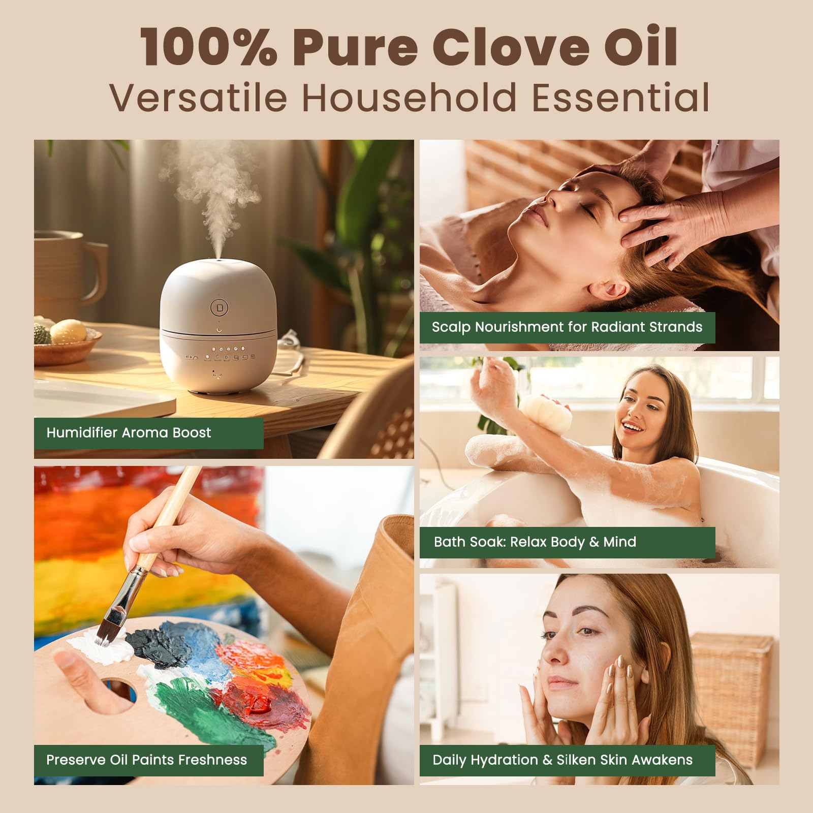 HIQILI Aceite de clavo para uso en casa: cuidado y ambientación suave.