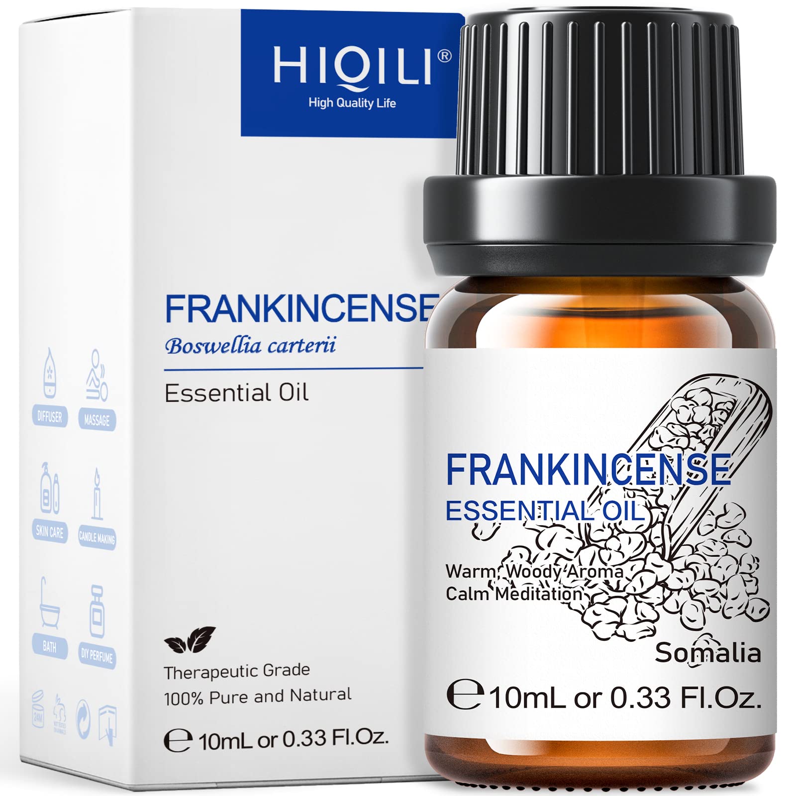 HIQILI aceite esencial de incienso en botella, aroma cálido para relajación diaria