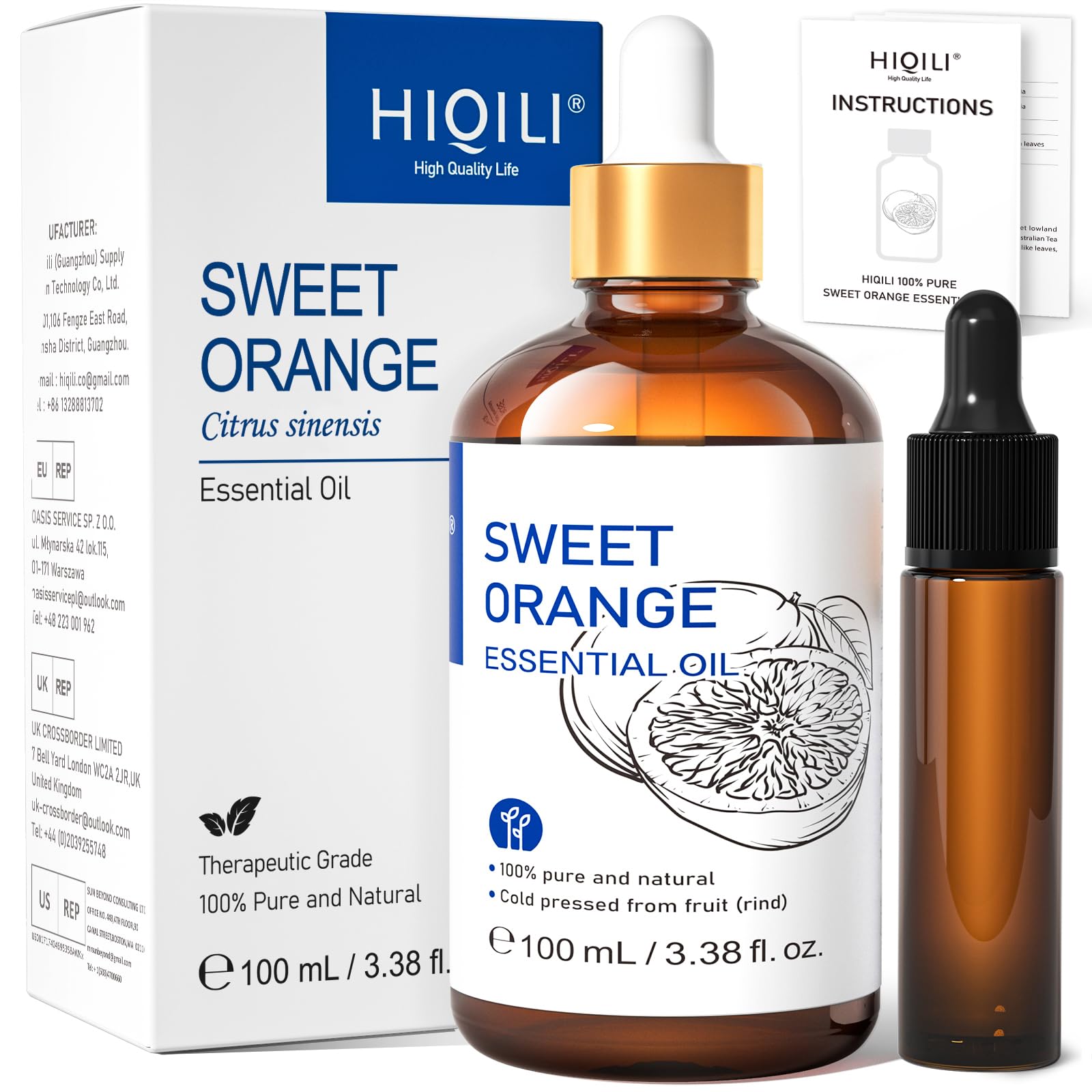 HIQILI aceite esencial de naranja en frasco ámbar para ambientar espacios