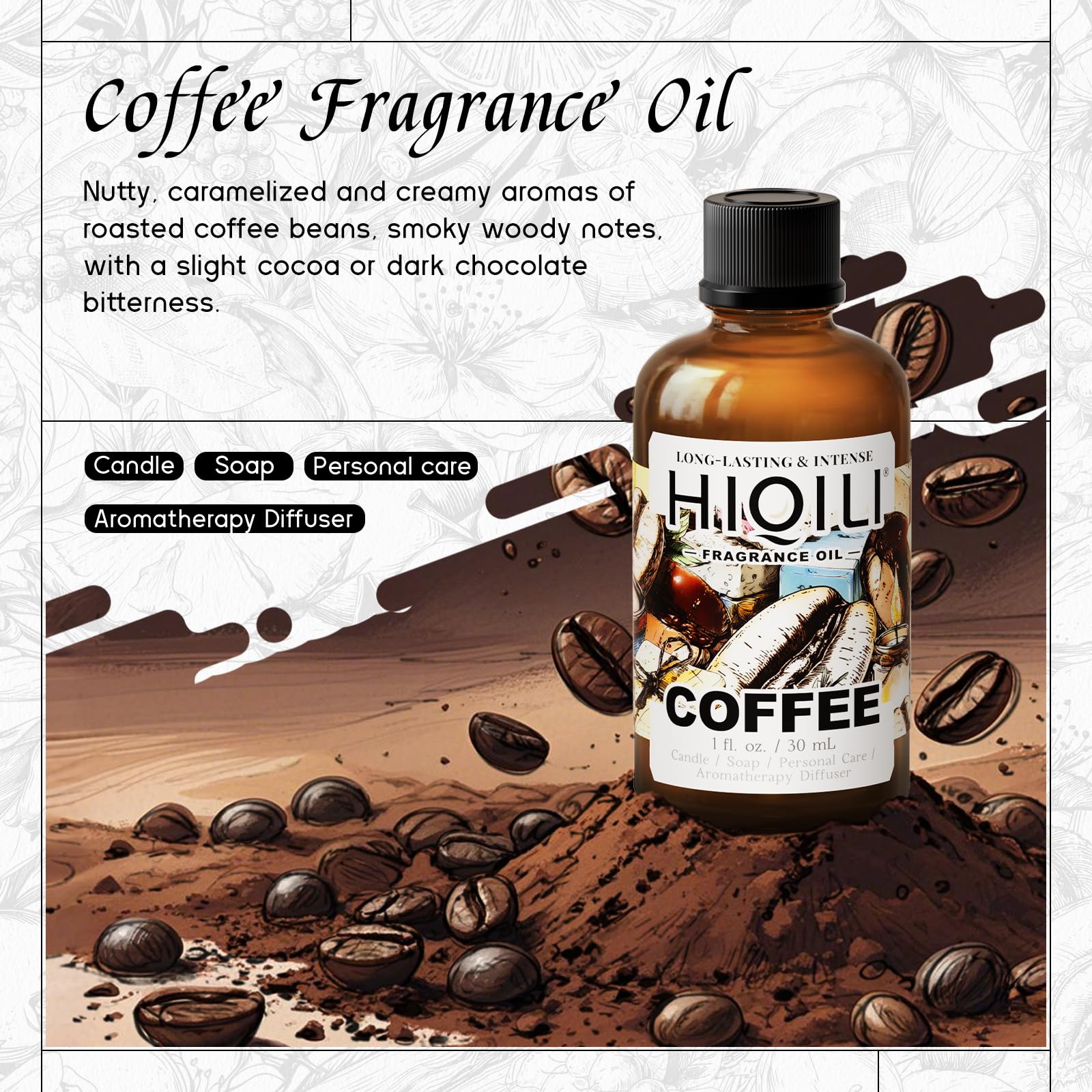 HIQILI aceite fragancia café para humidificador, crea un ambiente reconfortante
