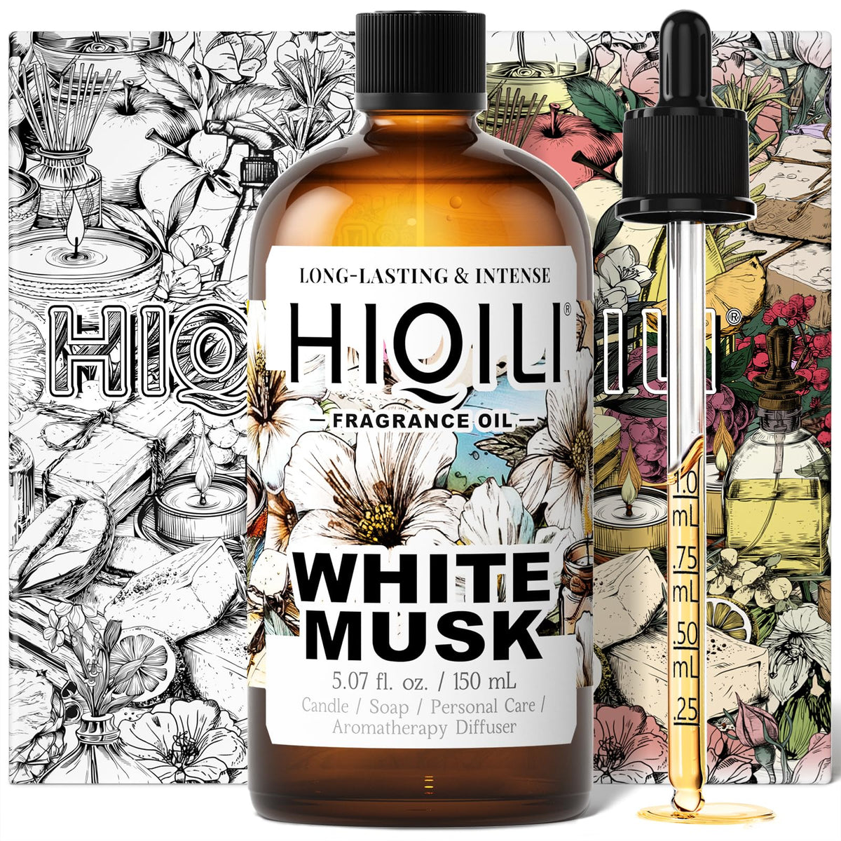 HIQILI Musgo Blanco en botella para velas y jabones con aroma duradero