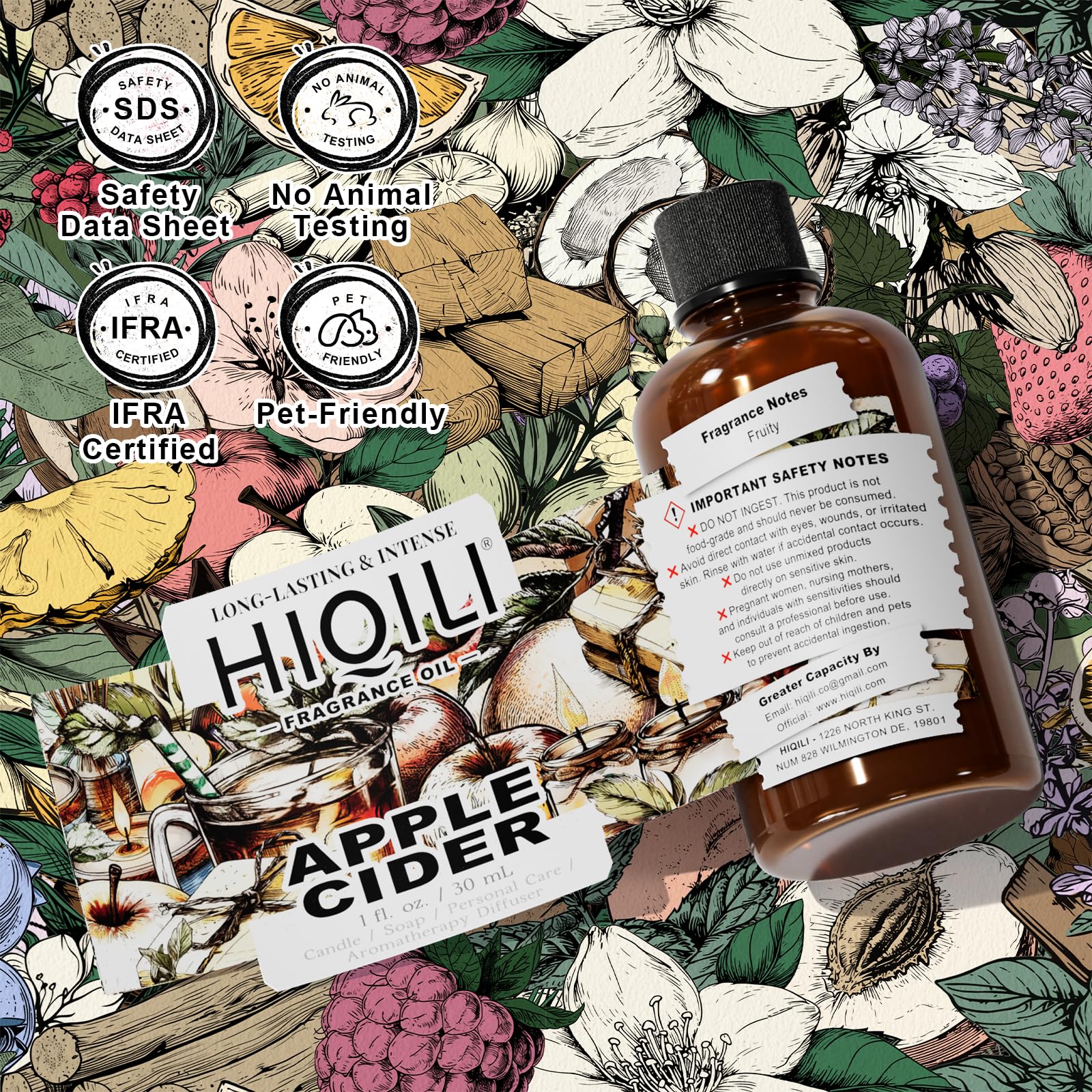 HIQILI fragancia sidra de manzana, empaque atractivo para exhibir