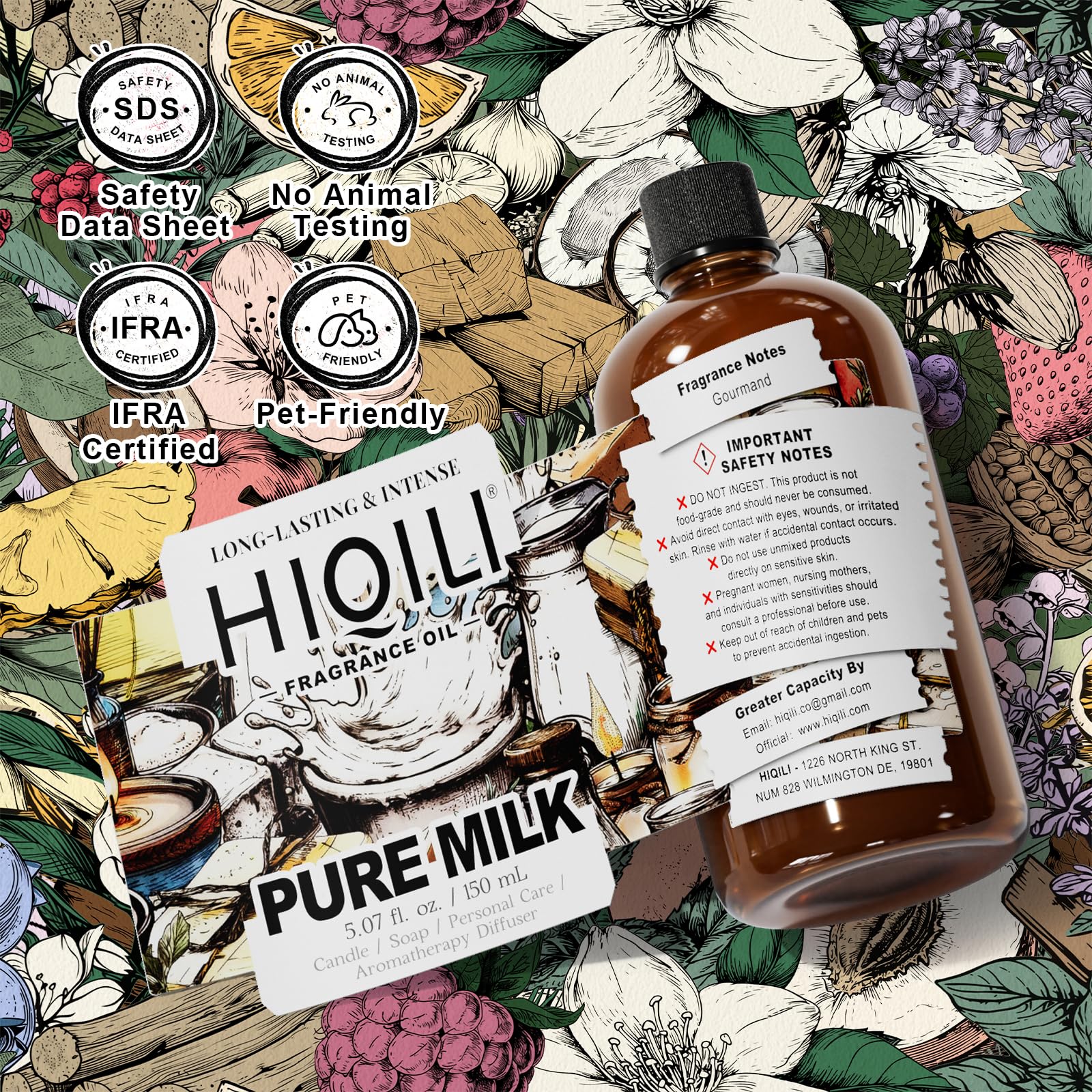HIQILI aceite fragancia leche pura, spray cuidado mascotas, fragancia suave para áreas de descanso