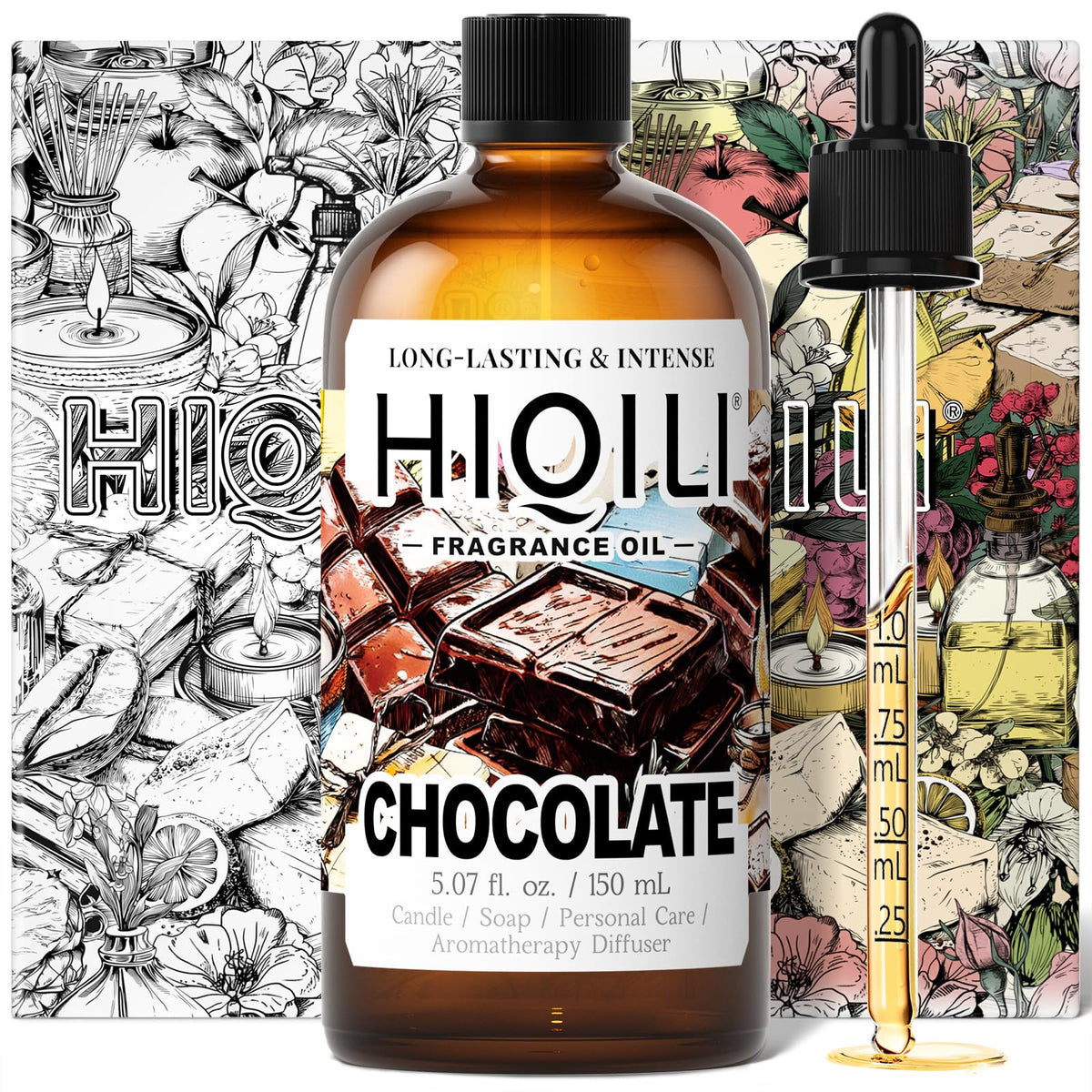 HIQILI Chocolate fragancia en botella, aroma rico para velas y jabones artesanales.