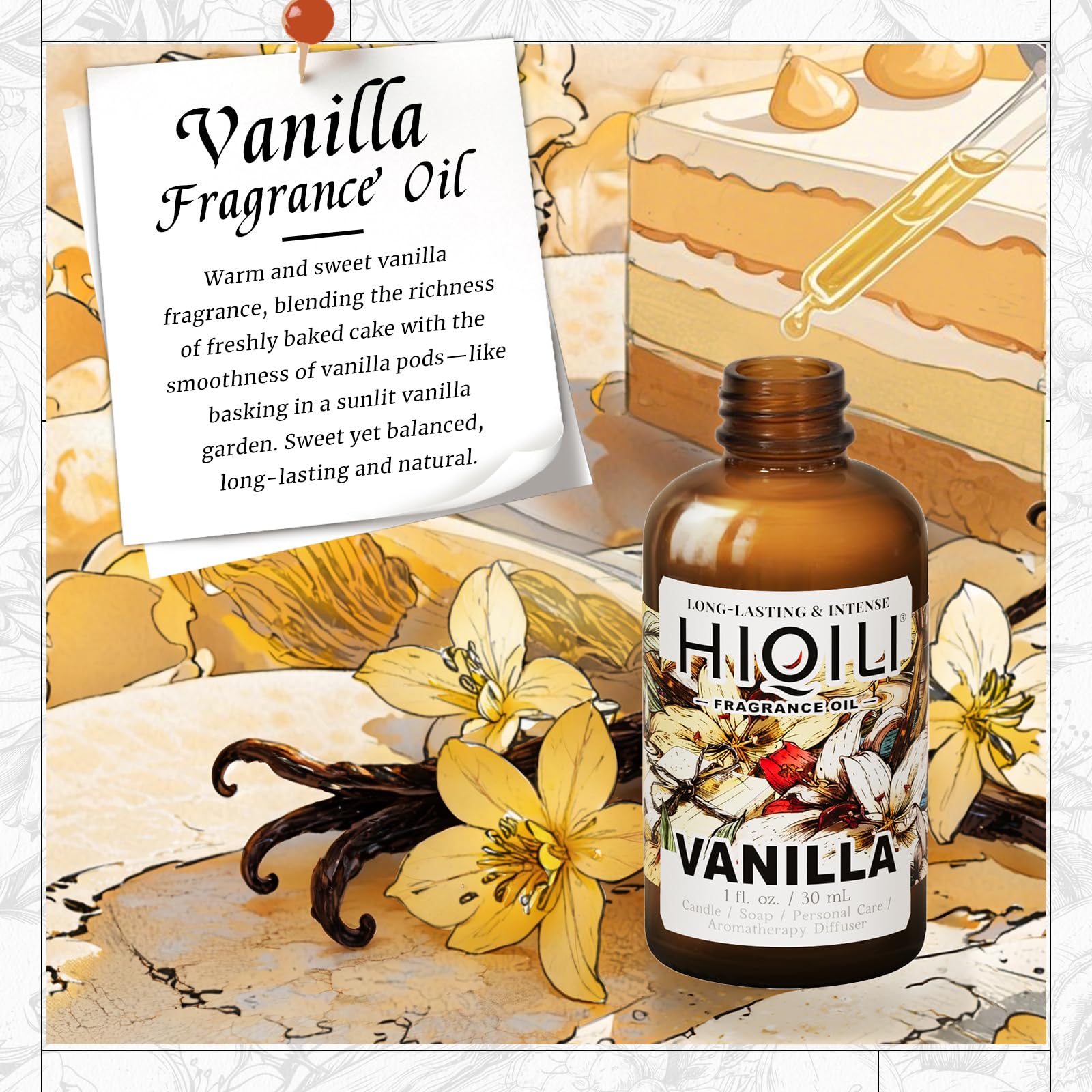 HIQILI difusor aromático vainilla, ambienta con fragancia cálida