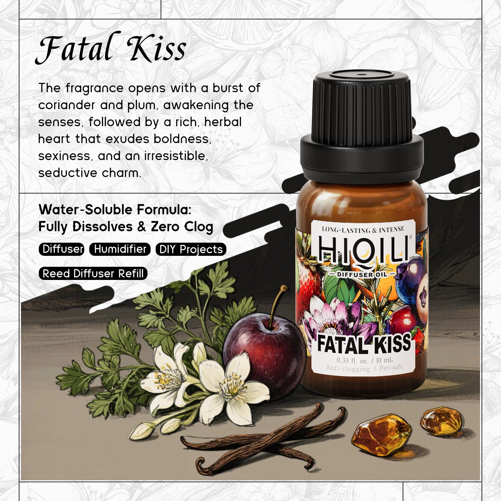 HIQILI Fatal Kiss: etiqueta IFRA para uso responsable y seguro.