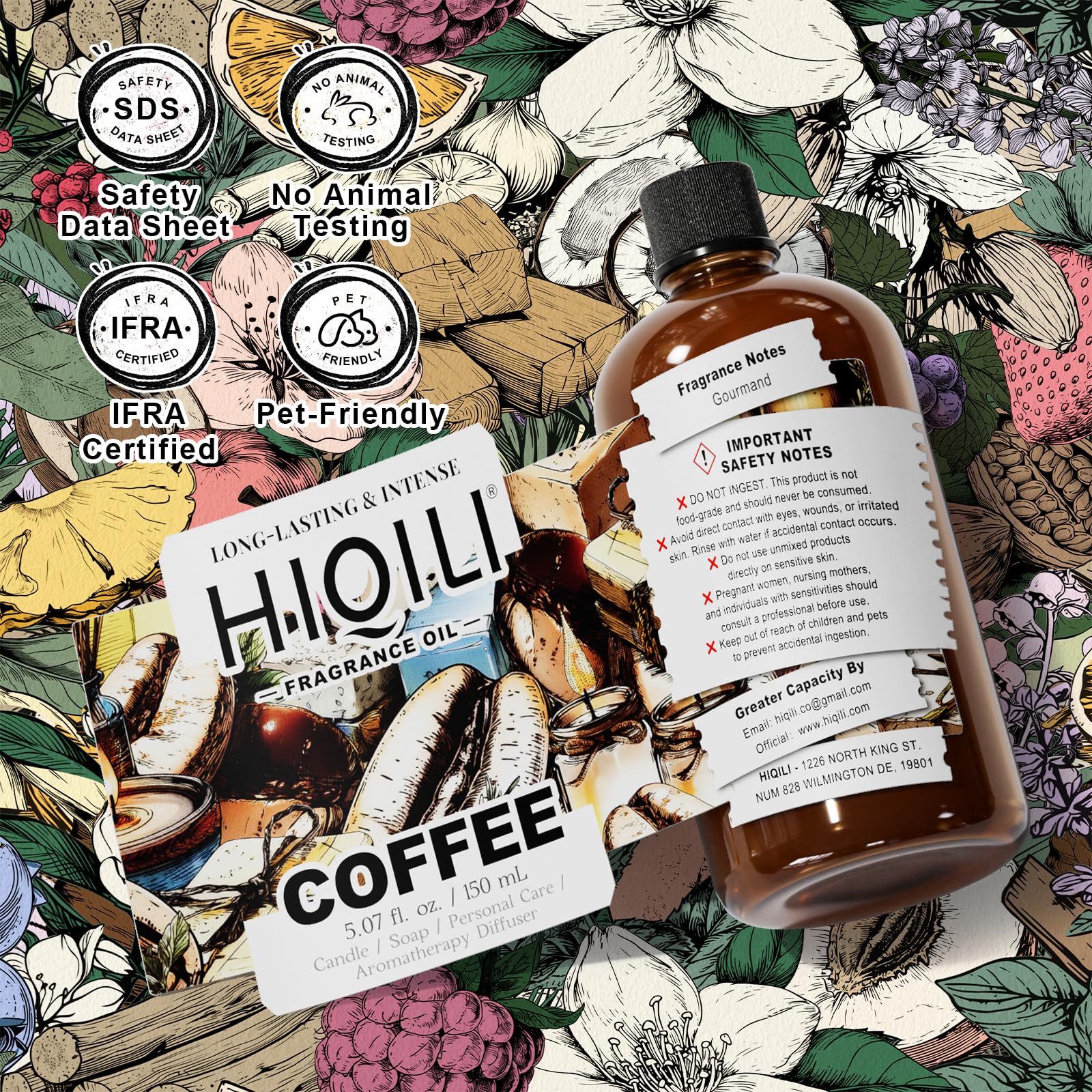 HIQILI fragancia café para velas artesanales, añade carácter cálido.
