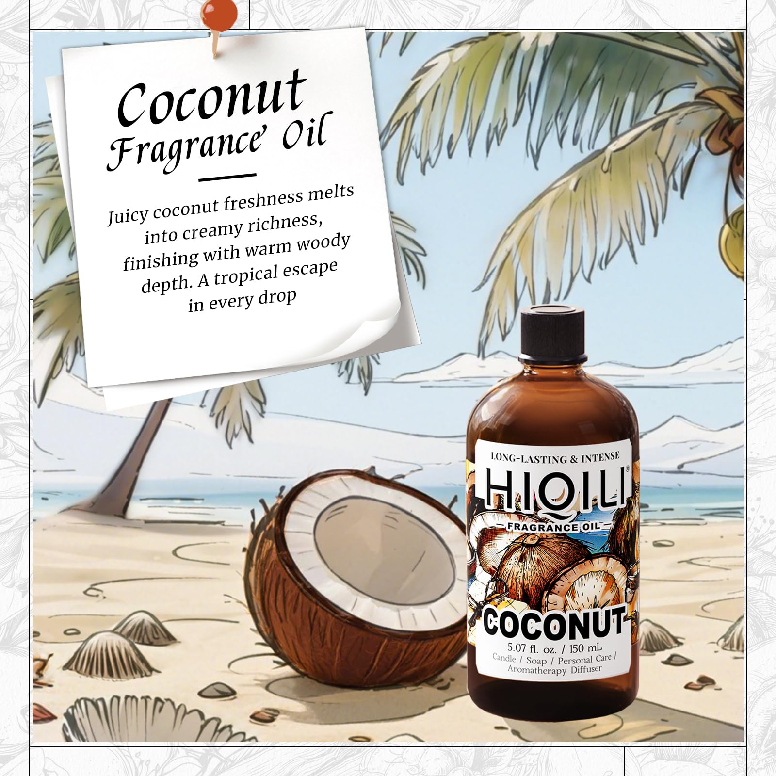 HIQILI fragancia coco para jabones: fragancia suave y estable en creaciones DIY.