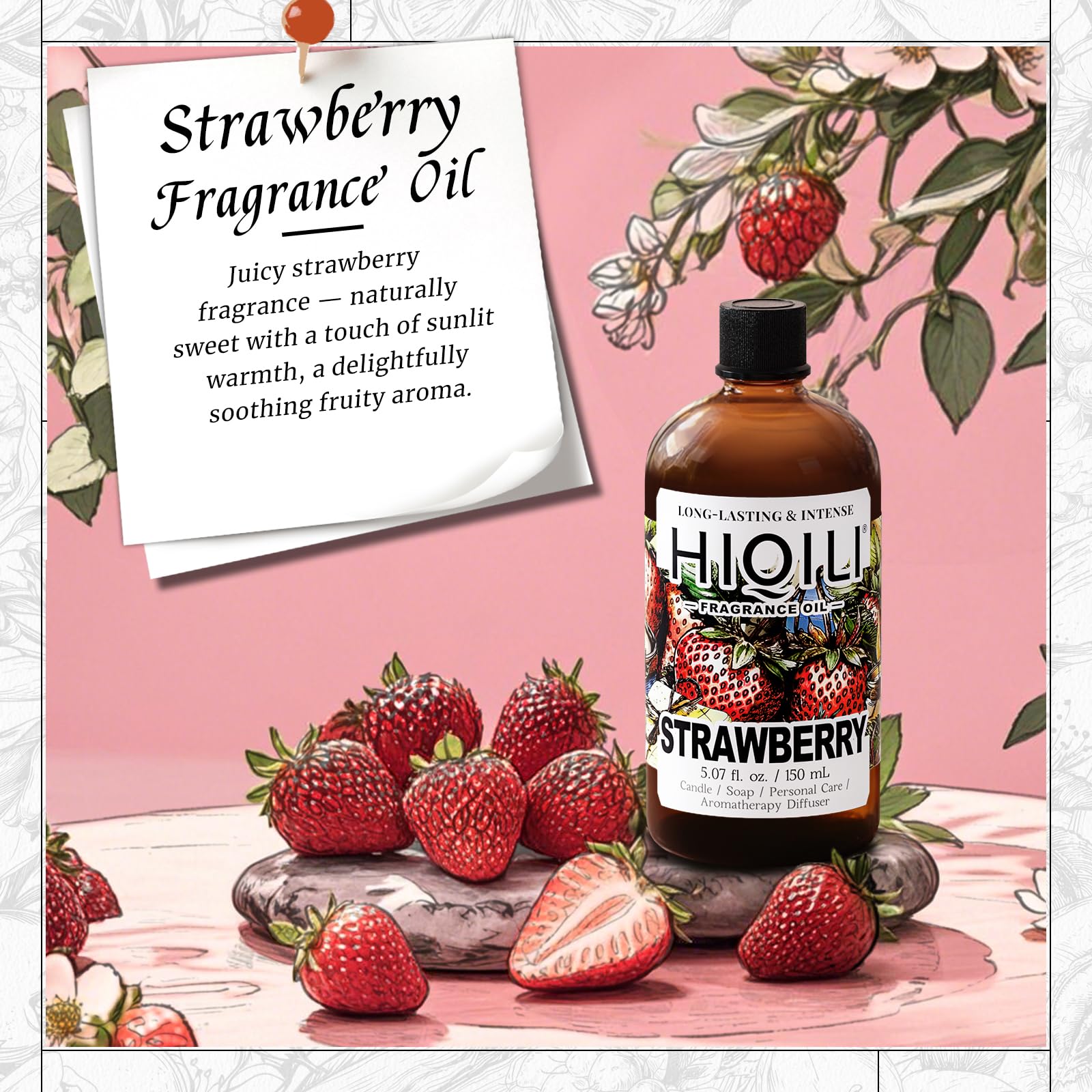 HIQILI fragancia fresa para velas, aroma agradable durante la combustión