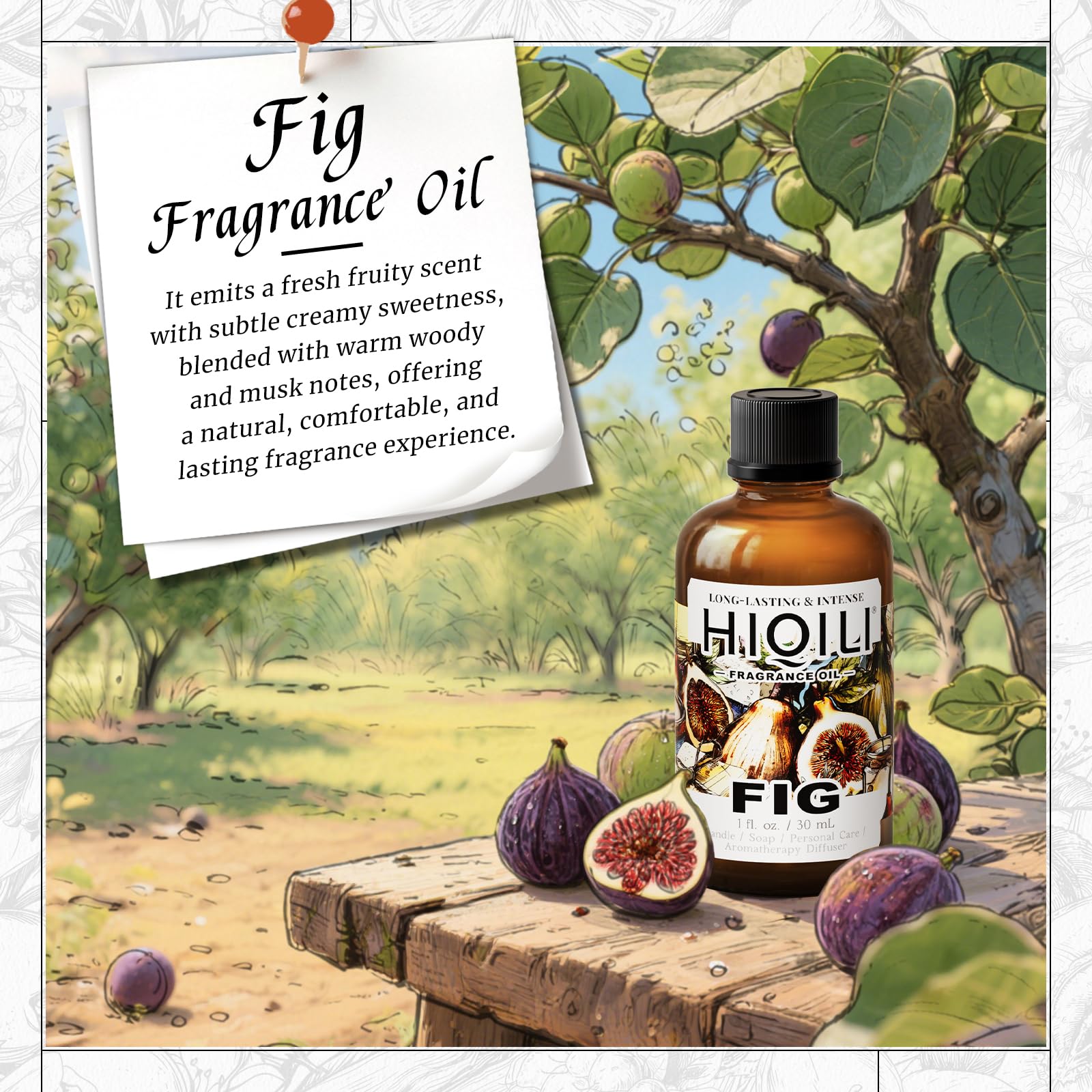 HIQILI fragancia de higo para vela artesanal, aroma dulce y envolvente