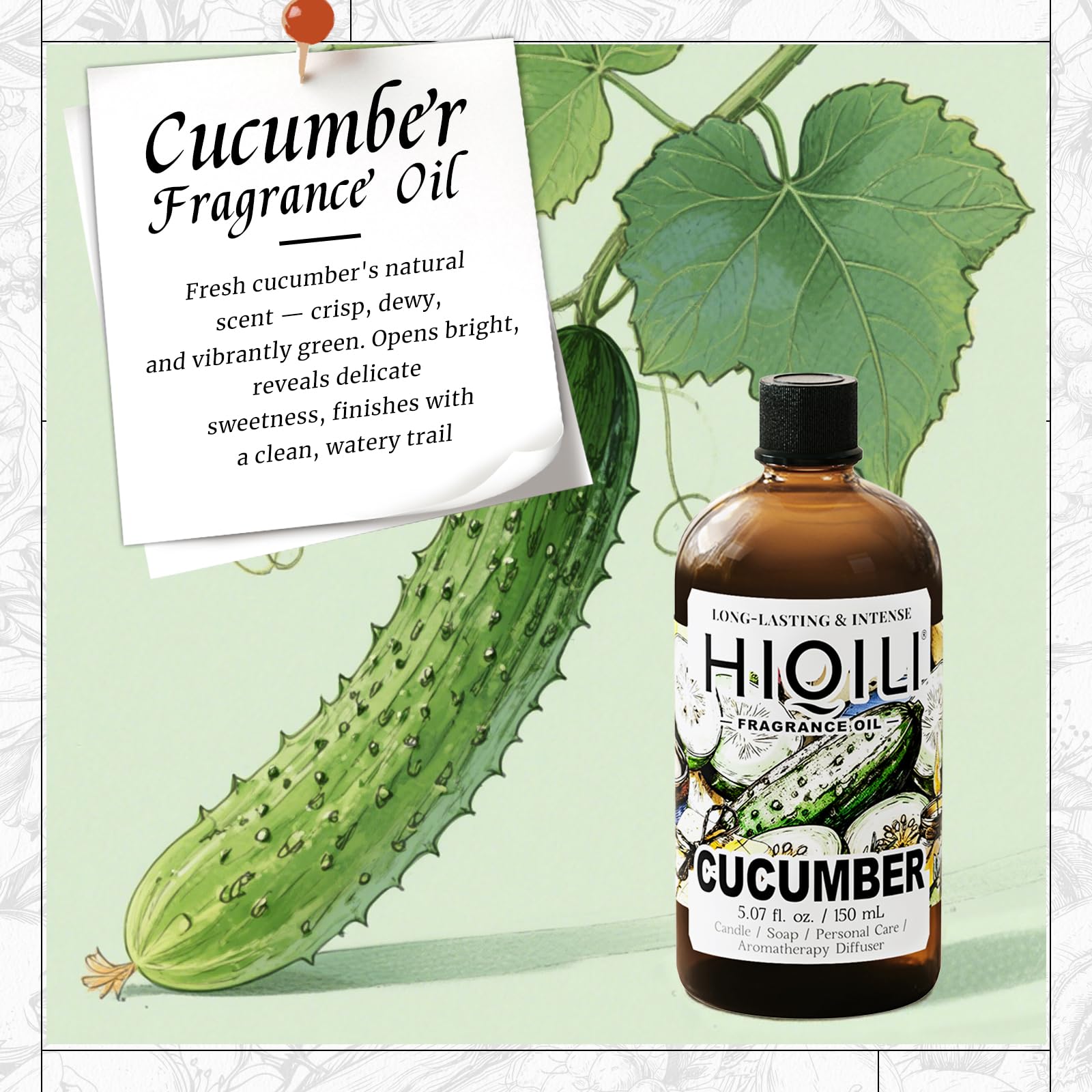 HIQILI fragancia pepino para jabón DIY, ideal para cosméticos caseros