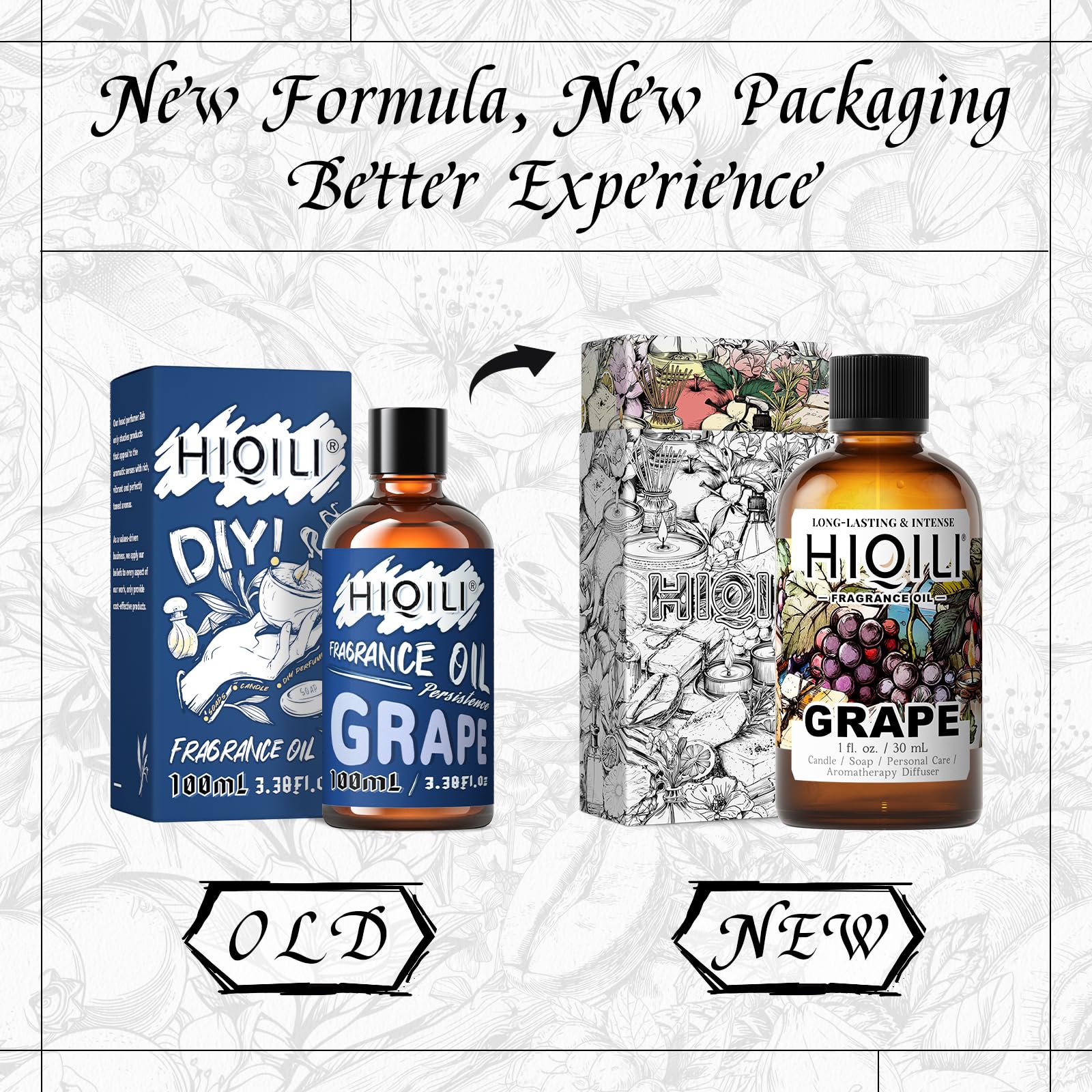 HIQILI fragancia de uva para jabones, perfuma lavados y cremas.