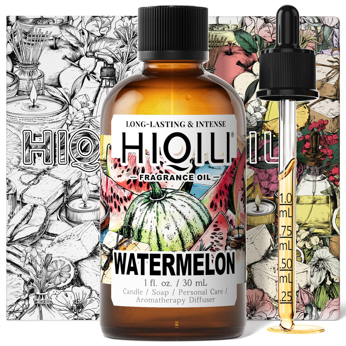 HIQILI Watermelon fragancia en botella para velas, aroma veraniego y duradero.