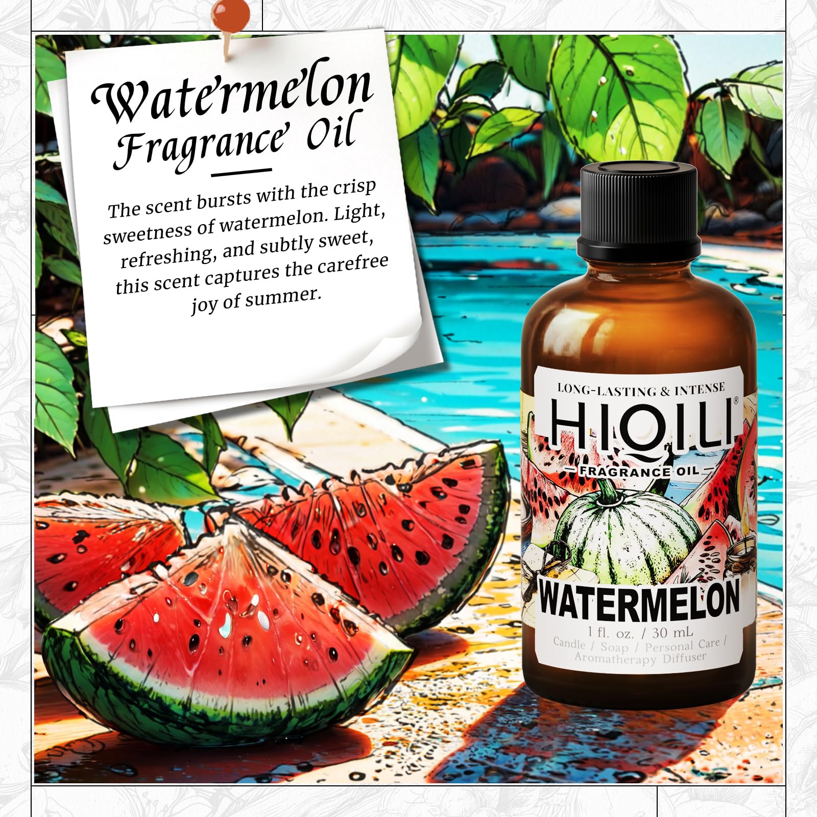 HIQILI Watermelon fragancia, gotero para dosis precisas y proyectos de bricolaje.