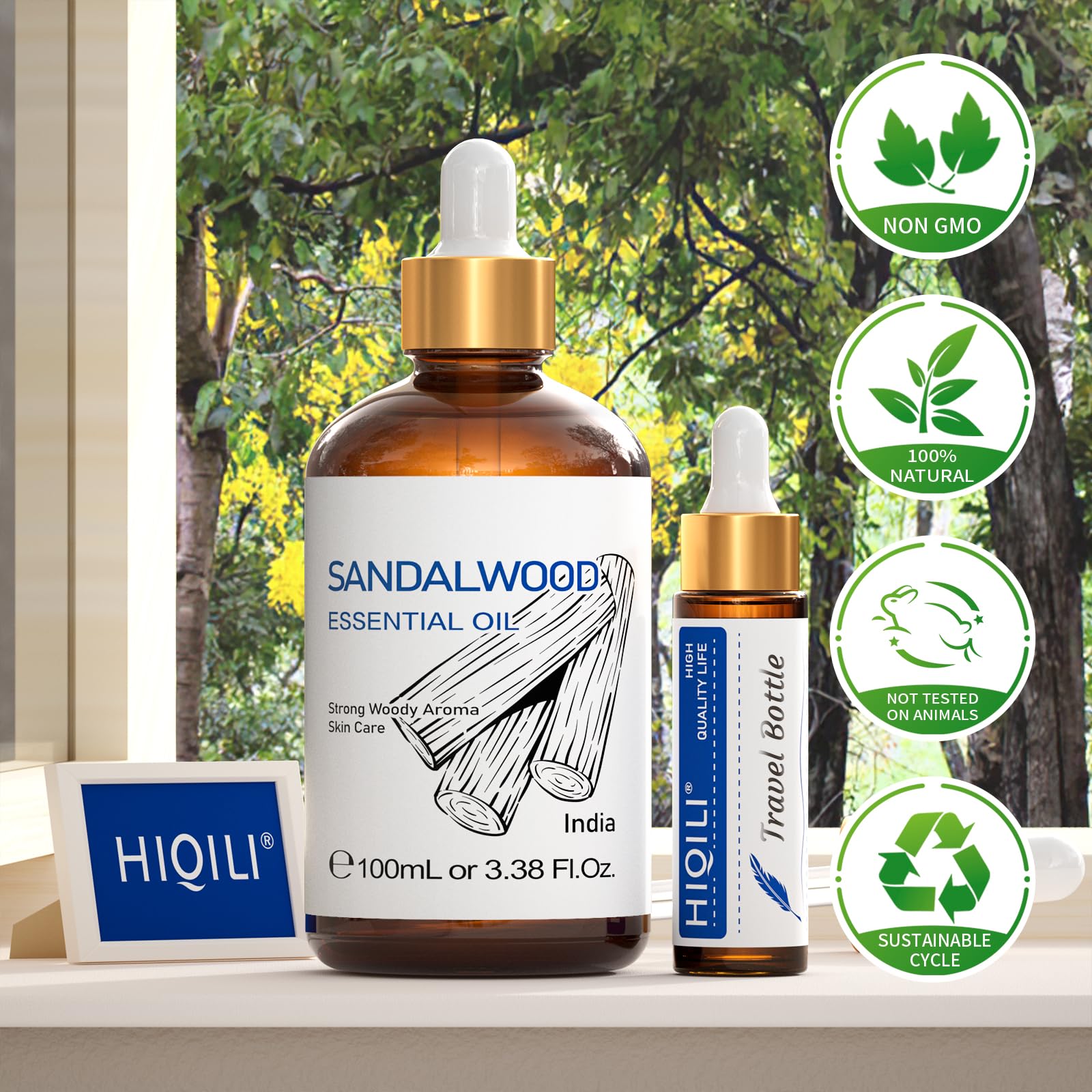 Frasco ámbar resistente HIQILI para aceite de sándalo