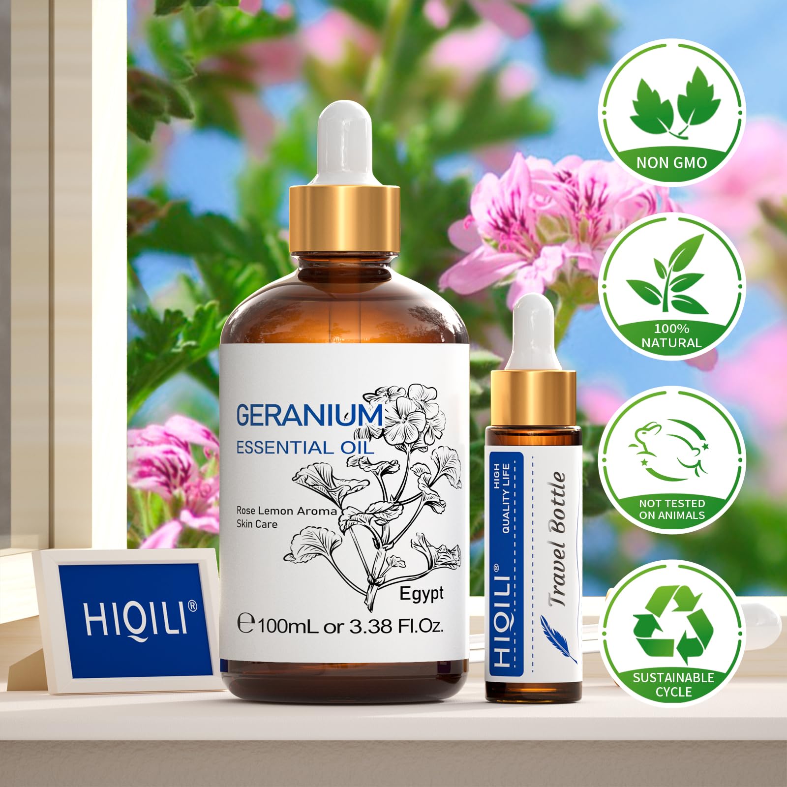 HIQILI Geranio: aromaterapia-relajante, mejora la atmósfera de cualquier espacio.